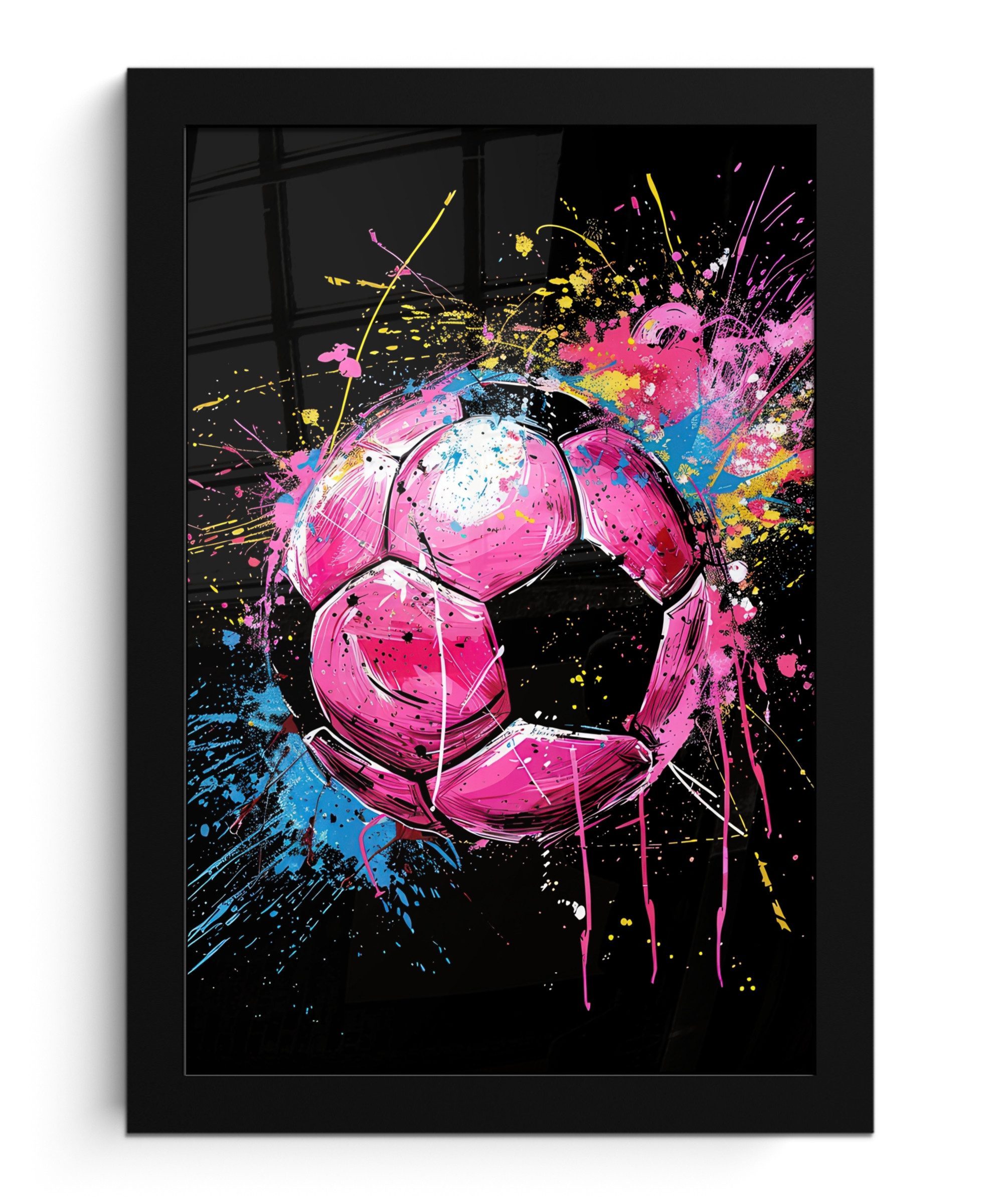MuchoWow Poster Graffiti - Sport - Fußball - Ball - Rosa, (1 St), Bilderrahmen, Zimmer Deko, Bild für Wohnzimmer, 20x30 cm