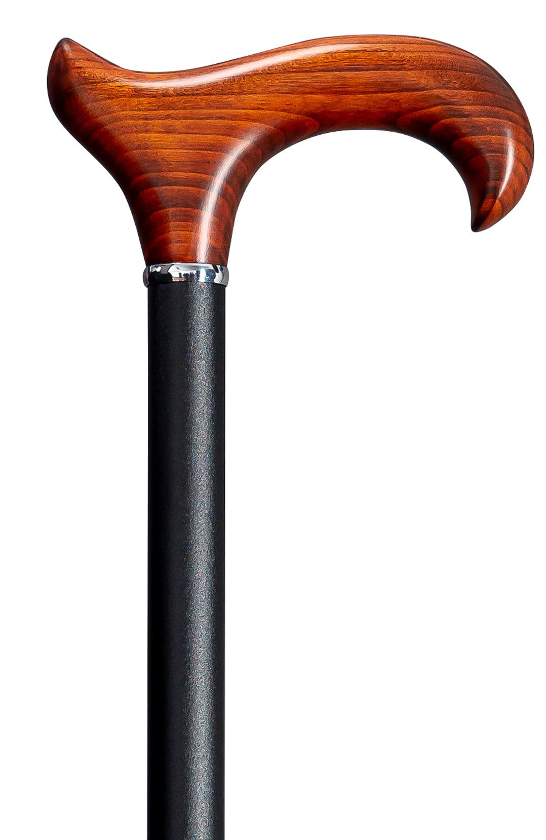 Gehstock Step-Derby KIRSCHE bis 130 Kg, Derbygriff aus Kirschholz, Chromring