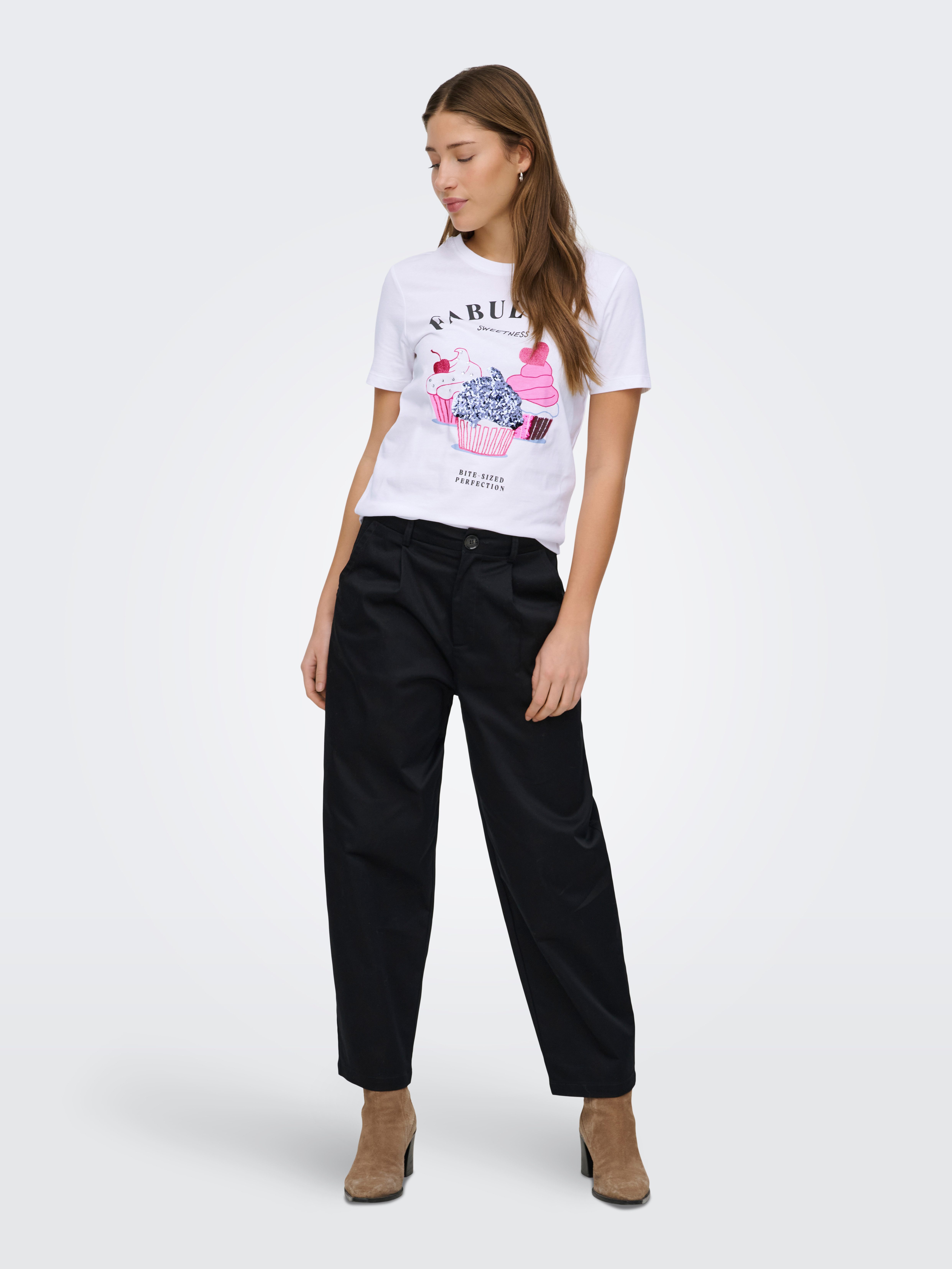 ONLY Kurzarmshirt ONLKITA LIFE S/S TOP BOX JRS Baumwolle, regular fit, Rundhals – Bild 4 von 5