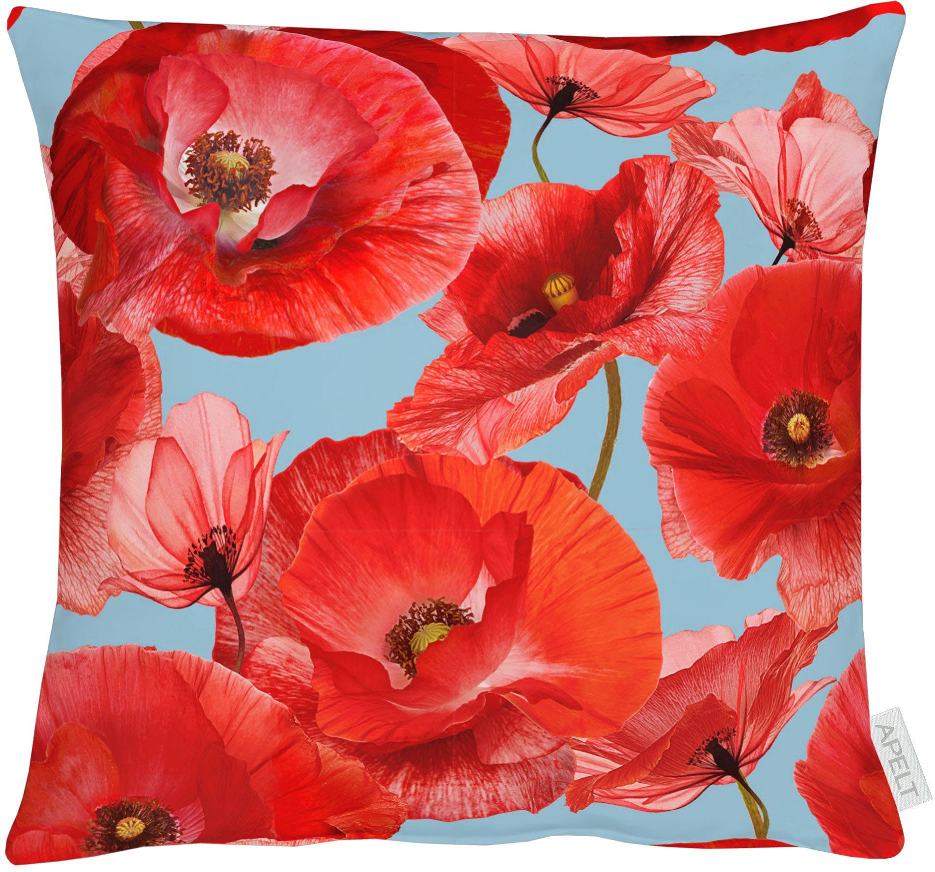 APELT Dekokissen 7702, mit Mohnblüte, Kissenhülle ohne Füllung, 1 Stück