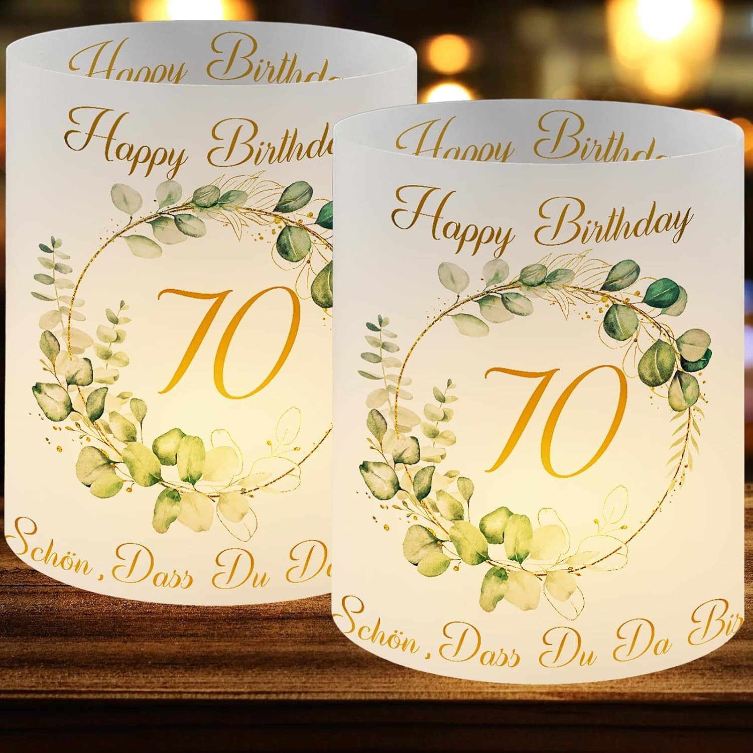 aitsite Windlicht 12er Set 70 Geburtstag Windlicht Tischdeko Papierlaternen (Dekorationsset Papier Windlichter für Geburtstag und Events, 12 Stück Papier Windlichter für 70 Geburtstag Tischdeko), 12er Set Windlichter 70 Geburtstag faltbar, wiederverwendba