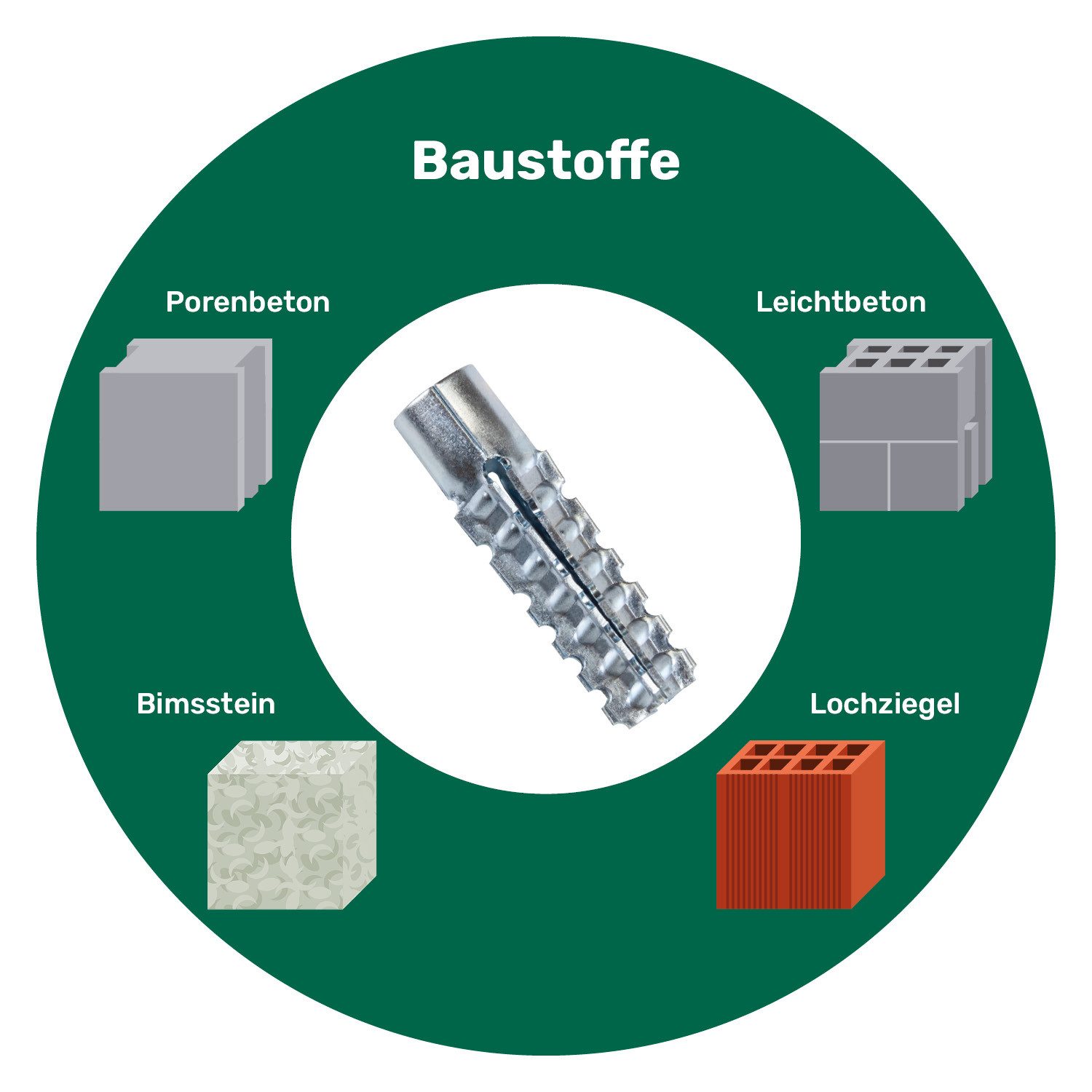 PARCO Porenbetondübel PARCO Porenbetondübel Stahl vz. 6,0x32mm 50 Stück, (30x32 mm, 50-tlg)