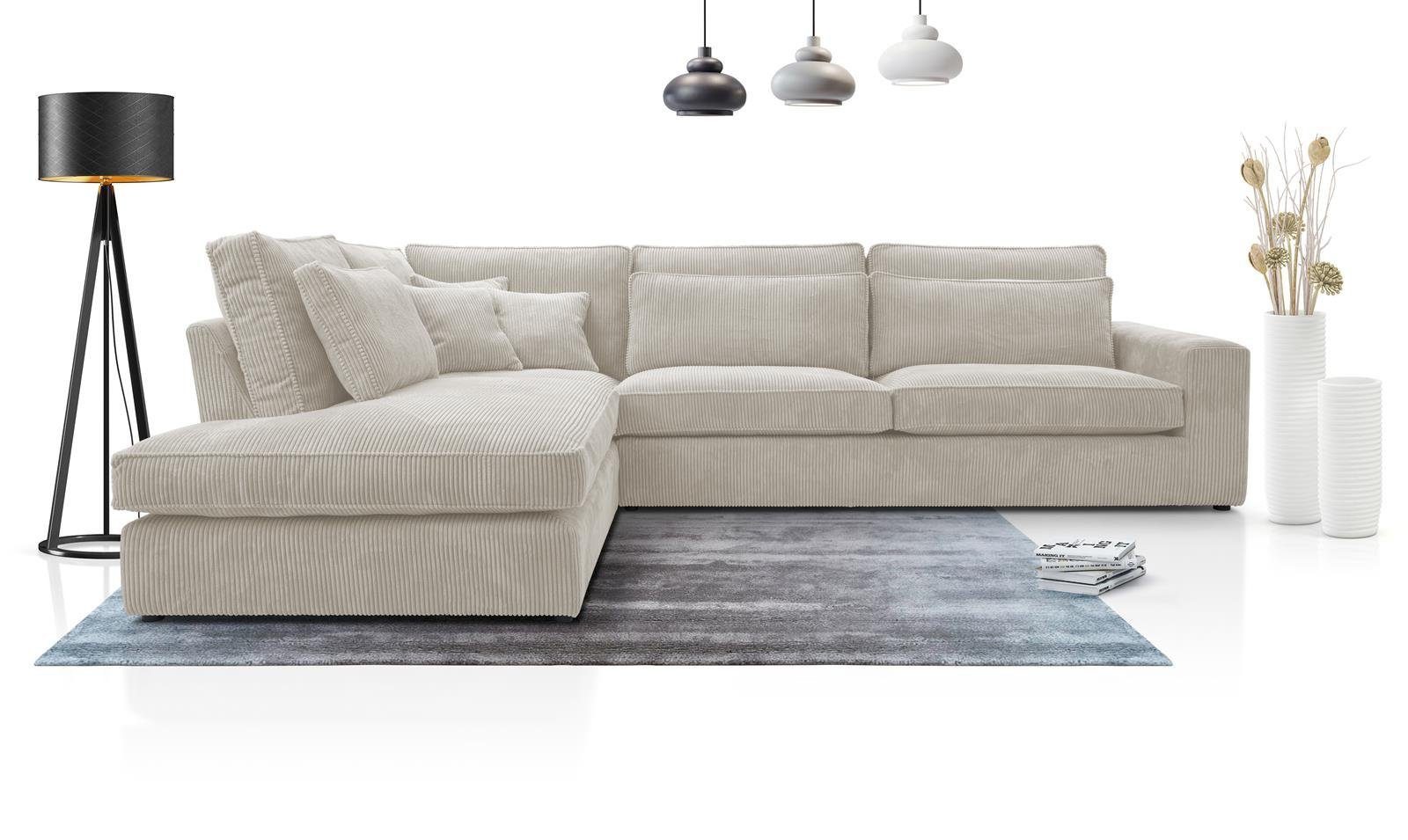Beautysofa Ecksofa Gepolstertes mit dekorativen Kissen günstig online kaufen