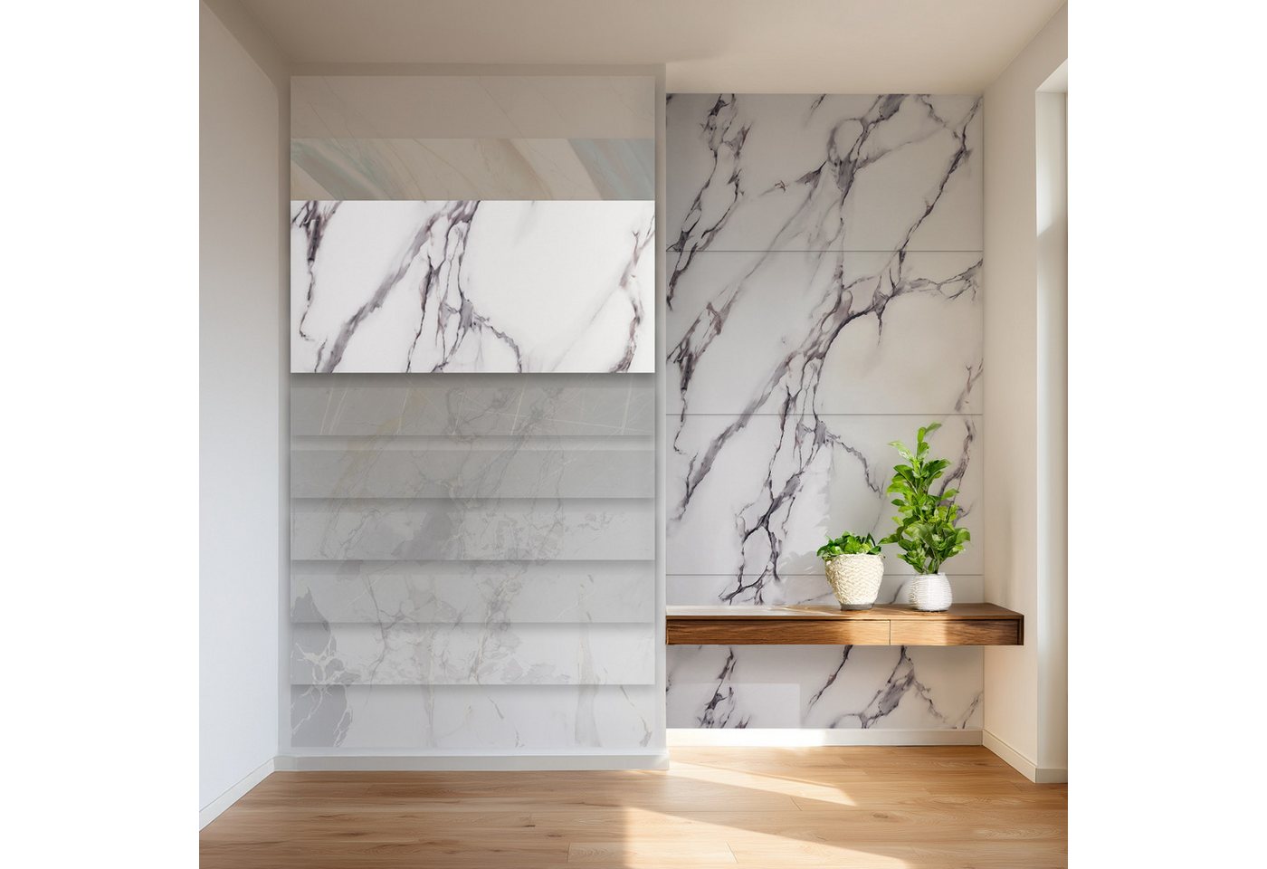 Hexim Wandpaneel, BxL: 70x122 cm, (Marmoroptik 4er-Set 122×70cm SPC Kunststoff Innen & Außenbereich Granit Steinoptik - Duschrückwand Küchenrückwand Dekorative Wohnzimmerwand (3,42 m² 2003) A-Serie)