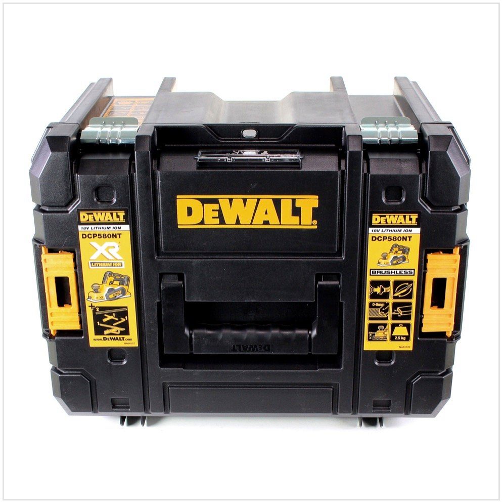 DeWalt Akku-Elektrohobel DCP 580 M2 Akku Hobel 18V 82mm + 2x Akku 4,0Ah + Ladegerät + TSTAK
