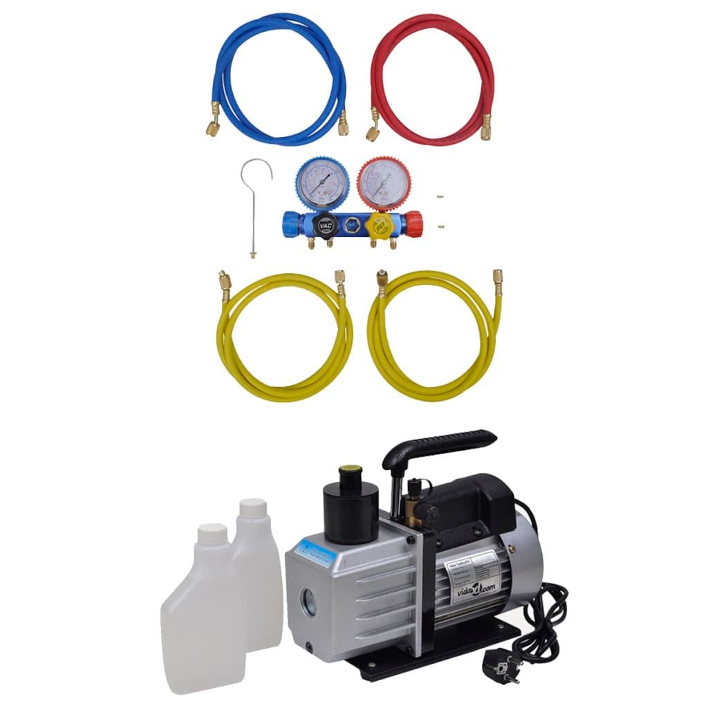vidaXL Klimamesser Vakuumpumpe mit 4-Wege-Verteiler-Manometer Set für Klimaanlagen