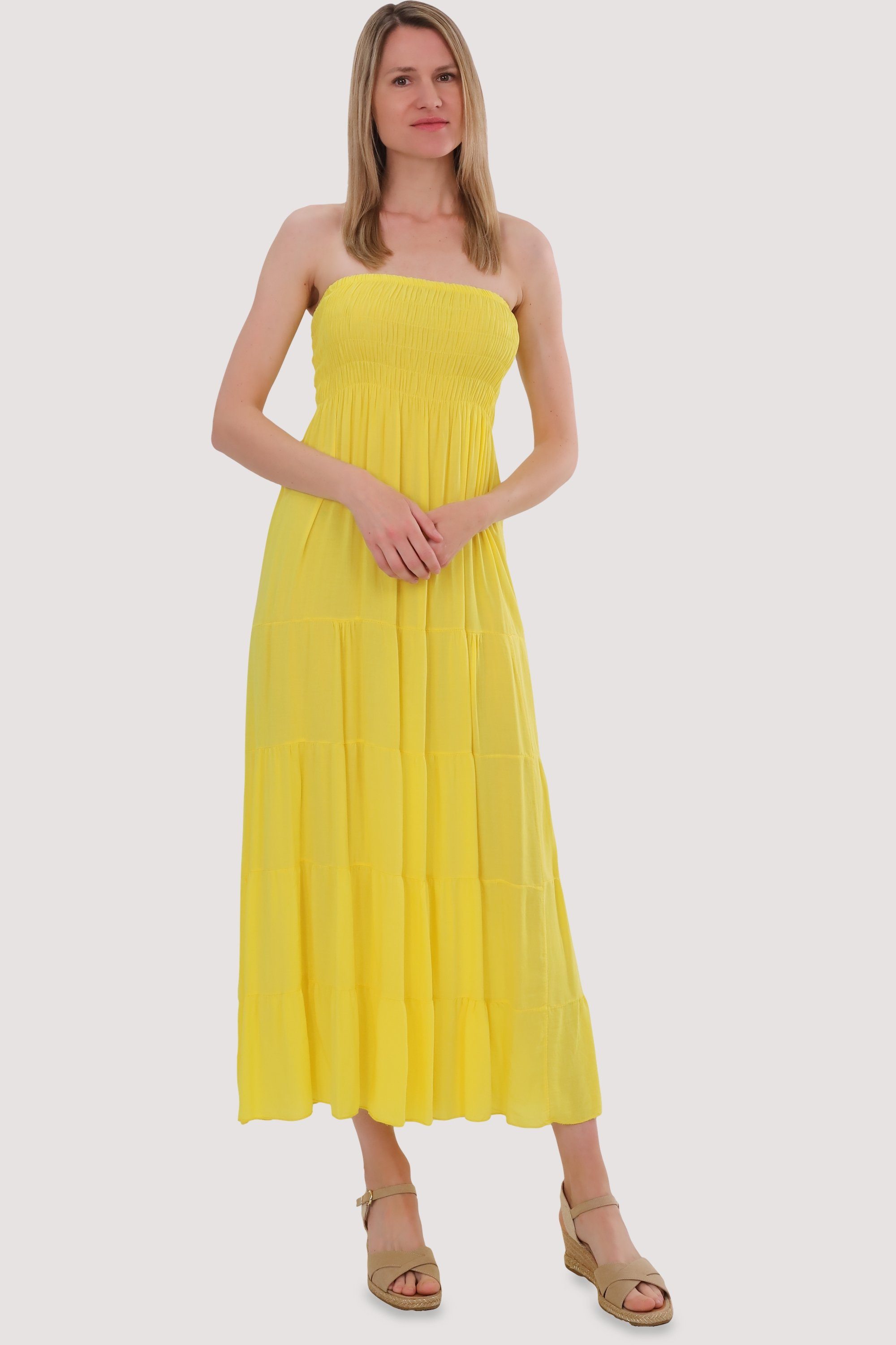 more than Sommerkleid gelb Strandkleid fashion 4635 malito figurumspielendes Einheitsgröße Bandeaukleid