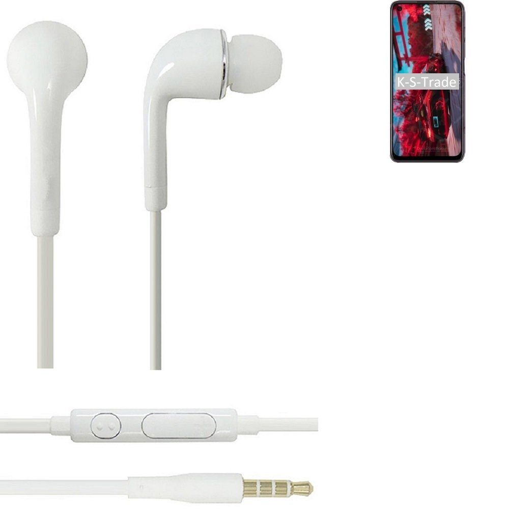 K-S-Trade für Oppo K9s In-Ear-Kopfhörer (Kopfhörer Headset mit Mikrofon u Lautstärkeregler weiß 3,5mm)
