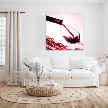 Primedeco Glasbild Wandbild Quadratisch Flasche Rotwein mit Aufhängung, Getränke