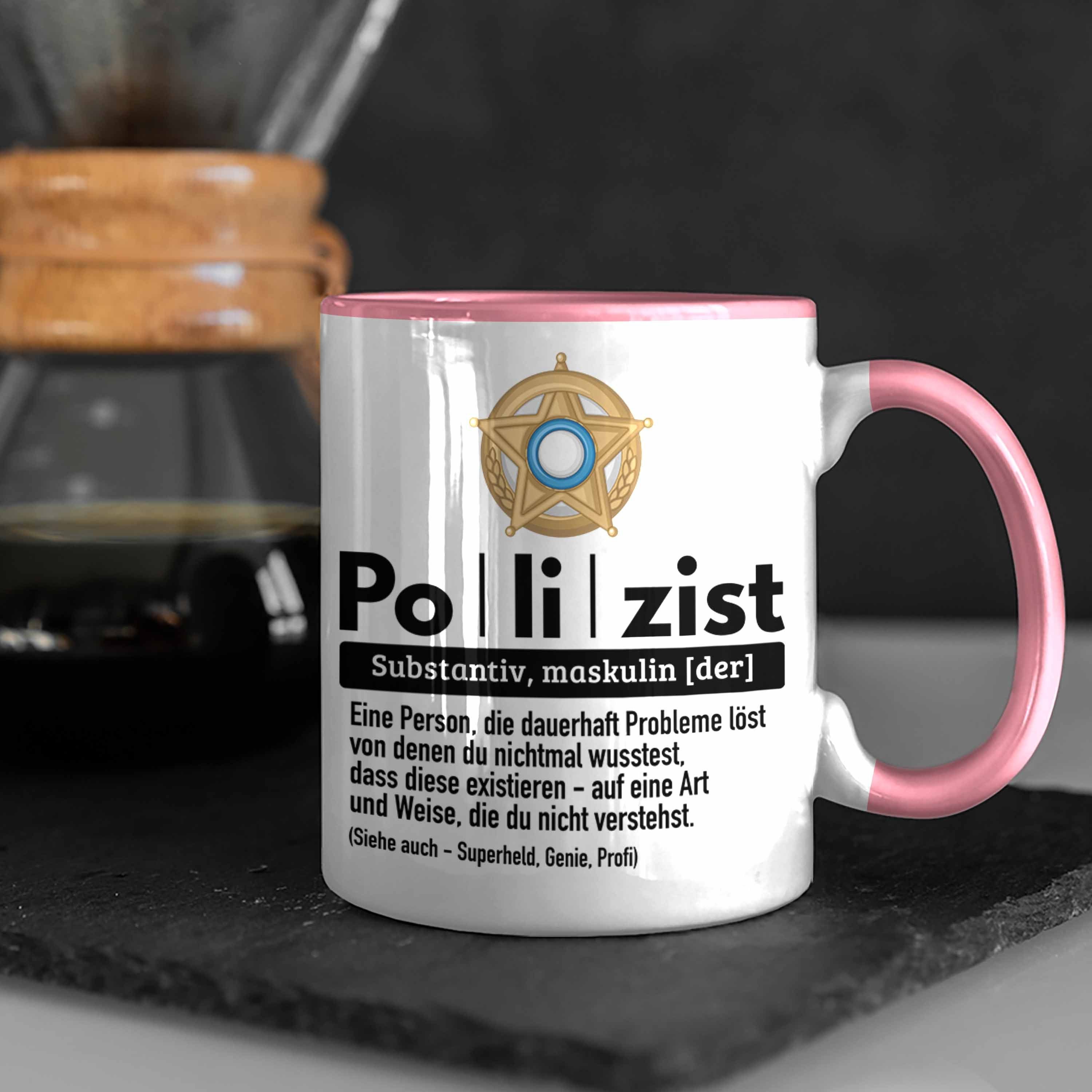 Geschenk Definition Lustiger Spruch Tasse Bester Polizei Polizist Trendation Tasse Rosa