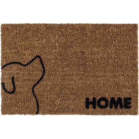 Fußmatte Kokos Hund, Andiamo, rechteckig, Höhe: 17 mm, Schmutzfangmatte, mit Spruch, In- und Outdoor geeignet