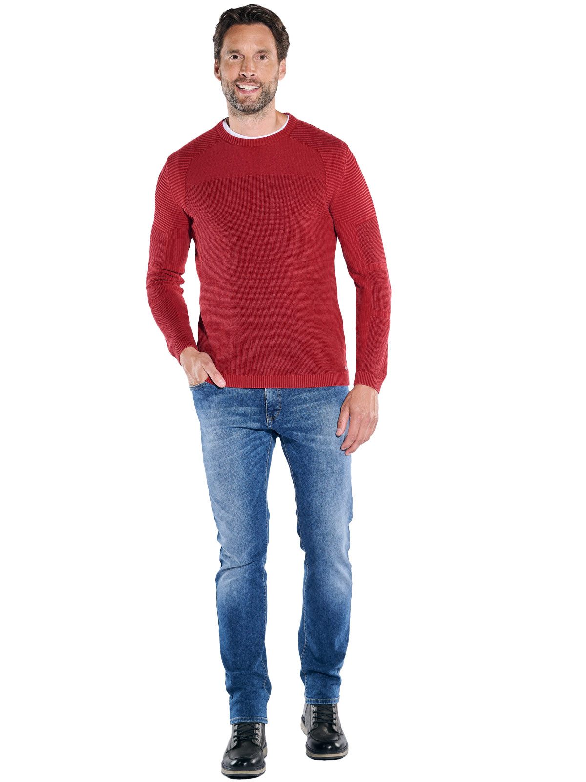 Engbers Rundhalspullover Herren Pullover aus Baumwolle, Rot