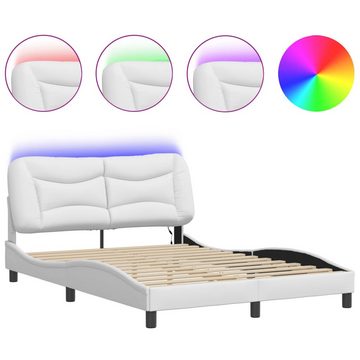 vidaXL Bett Bettgestell mit LED Weiß 140x190 cm Kunstleder