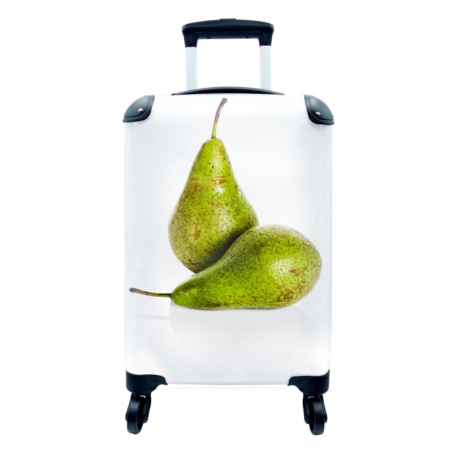MuchoWow Handgepäckkoffer 4 Zwei Handgepäck grüne Rollen, Reisetasche Ferien, mit rollen, Reisekoffer Trolley, Birnen, für