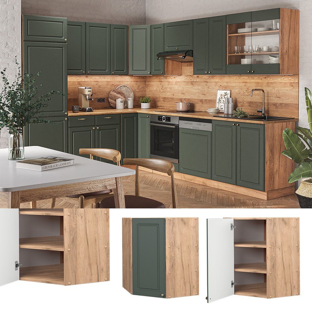 Vicco Eckhängeschrank Fame-Line, Grün-Gold Landhaus/Goldkraft Eiche, günstig online kaufen