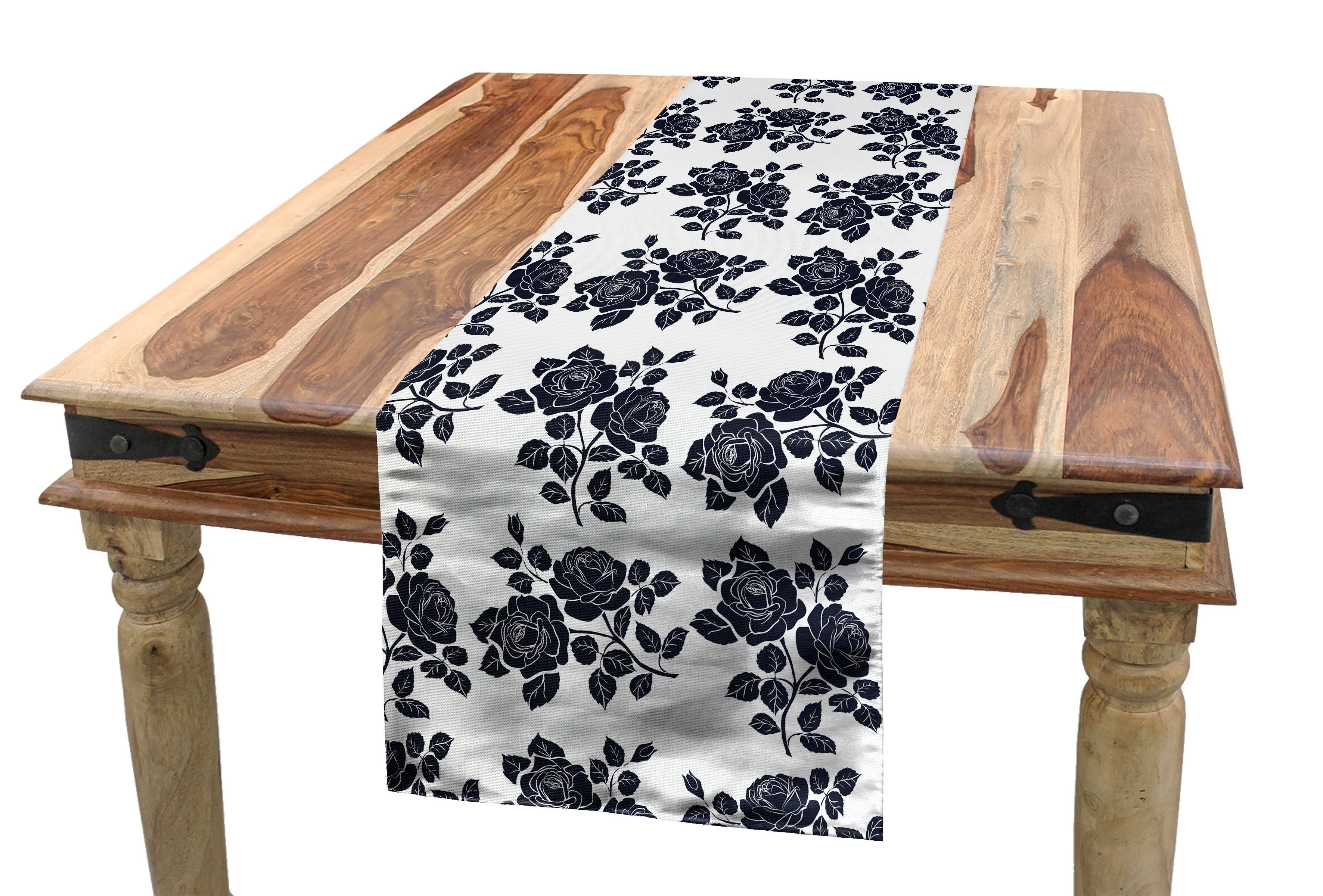 Esszimmer Tischläufer, Küche Dekorativer Laubblätter Rechteckiger Tischläufer Rose Monochrome Abakuhaus