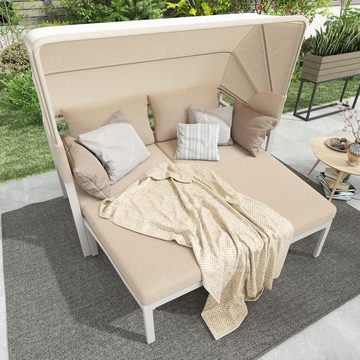 OKWISH Gartenlounge-Set Gartenmöbel-Set, Gartenmöbel Balkonmöbel Gartensofa mit Sonnendach und 2 Hocker