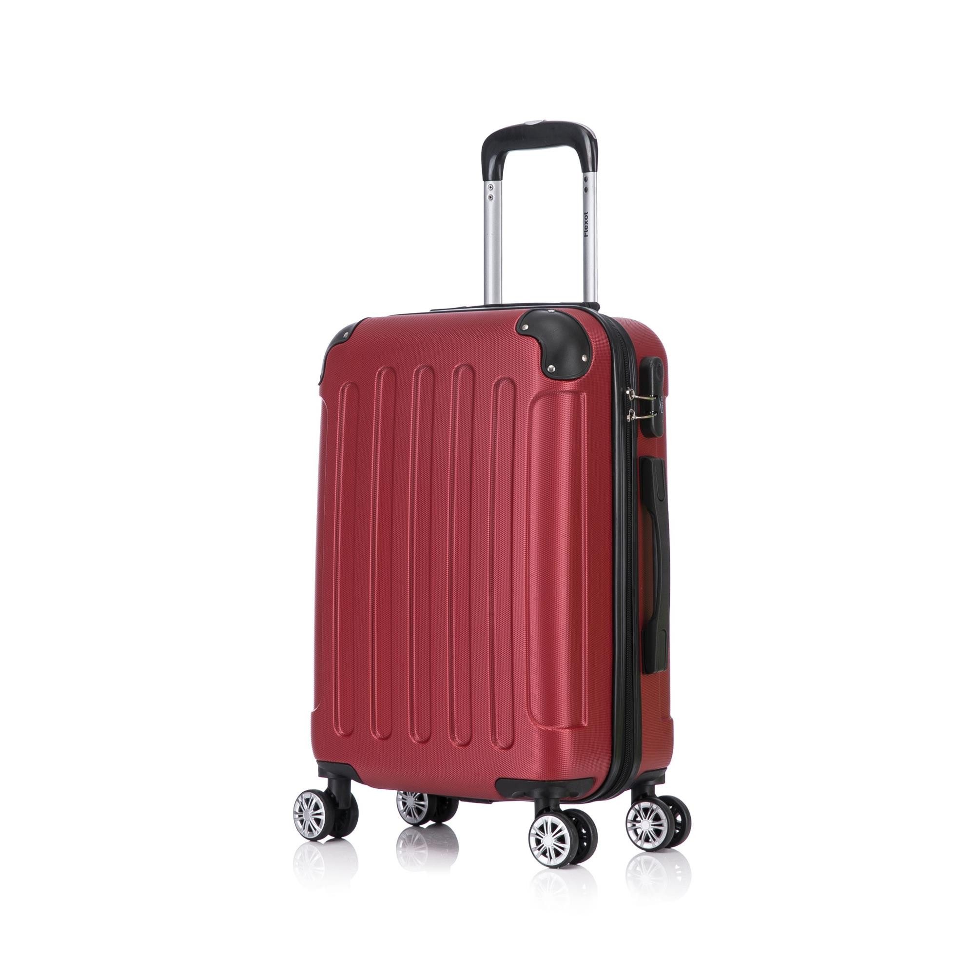 Flexot Hartschalen-Trolley F-2045 Kofferset, 360° Rollen, robuster Reisekoffer, Bordcase, 4 Rollen, Robuster und moderner Koffer mit vier 360° Rollen und Zahlenschloss