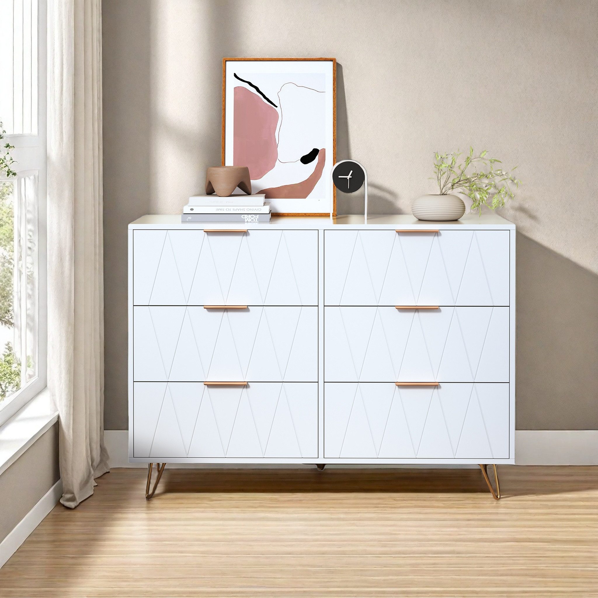 Kommode Kommode Sideboard mit 4 Schubladen/6 Schubladen