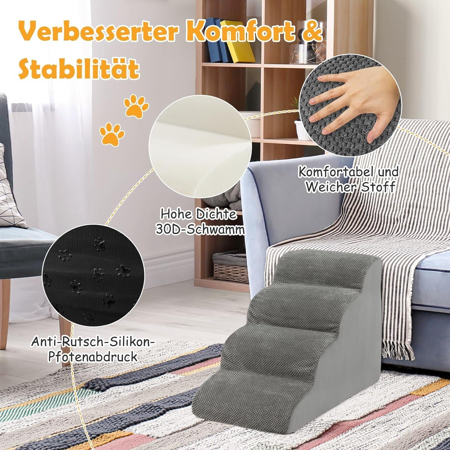 KOMFOTTEU Haustiertreppe Hundestufen, 4 Stufen, bis günstig online kaufen