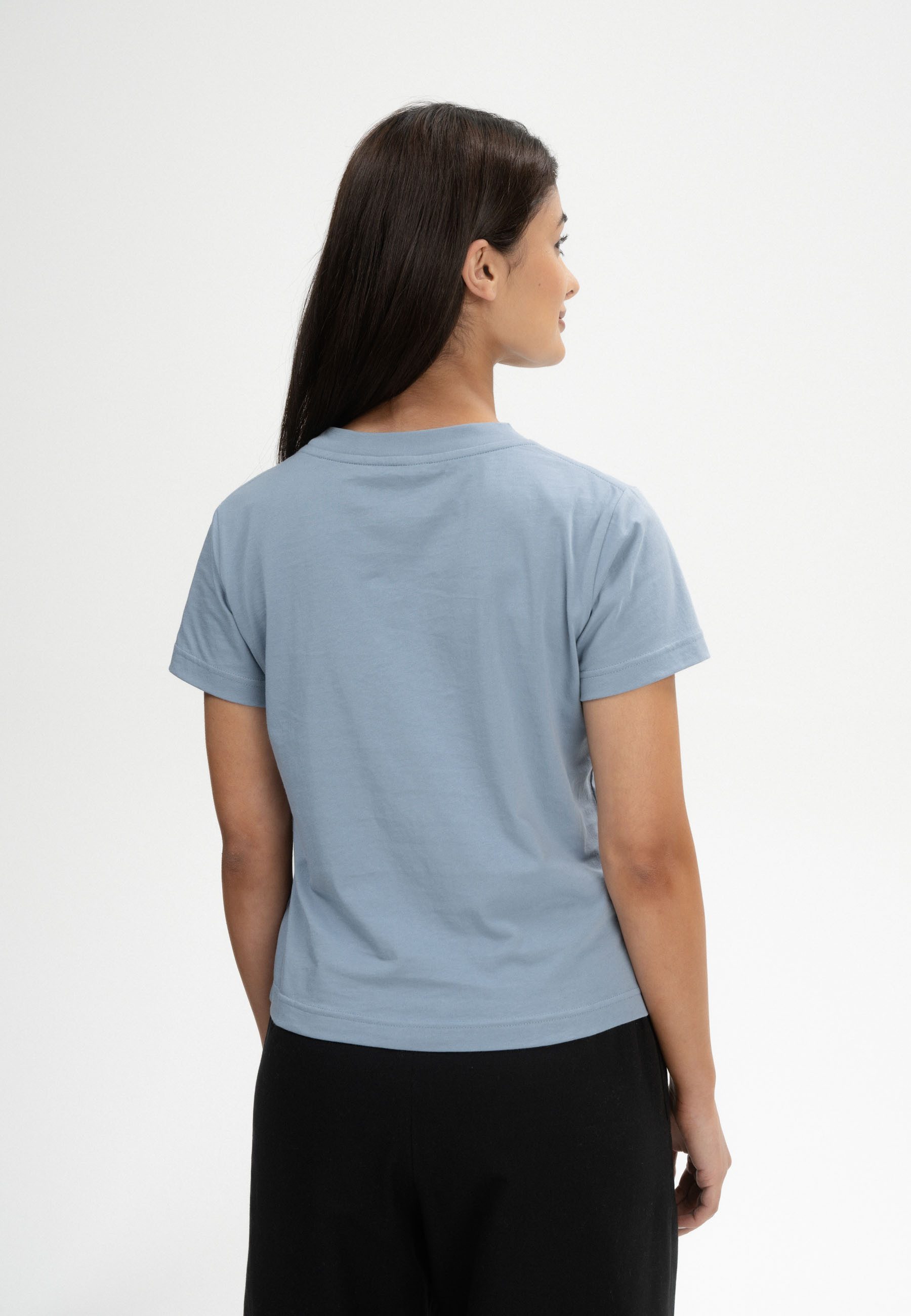 MELA Kurzarmshirt T-Shirt Style KHIRA Fein gerippter Kragen