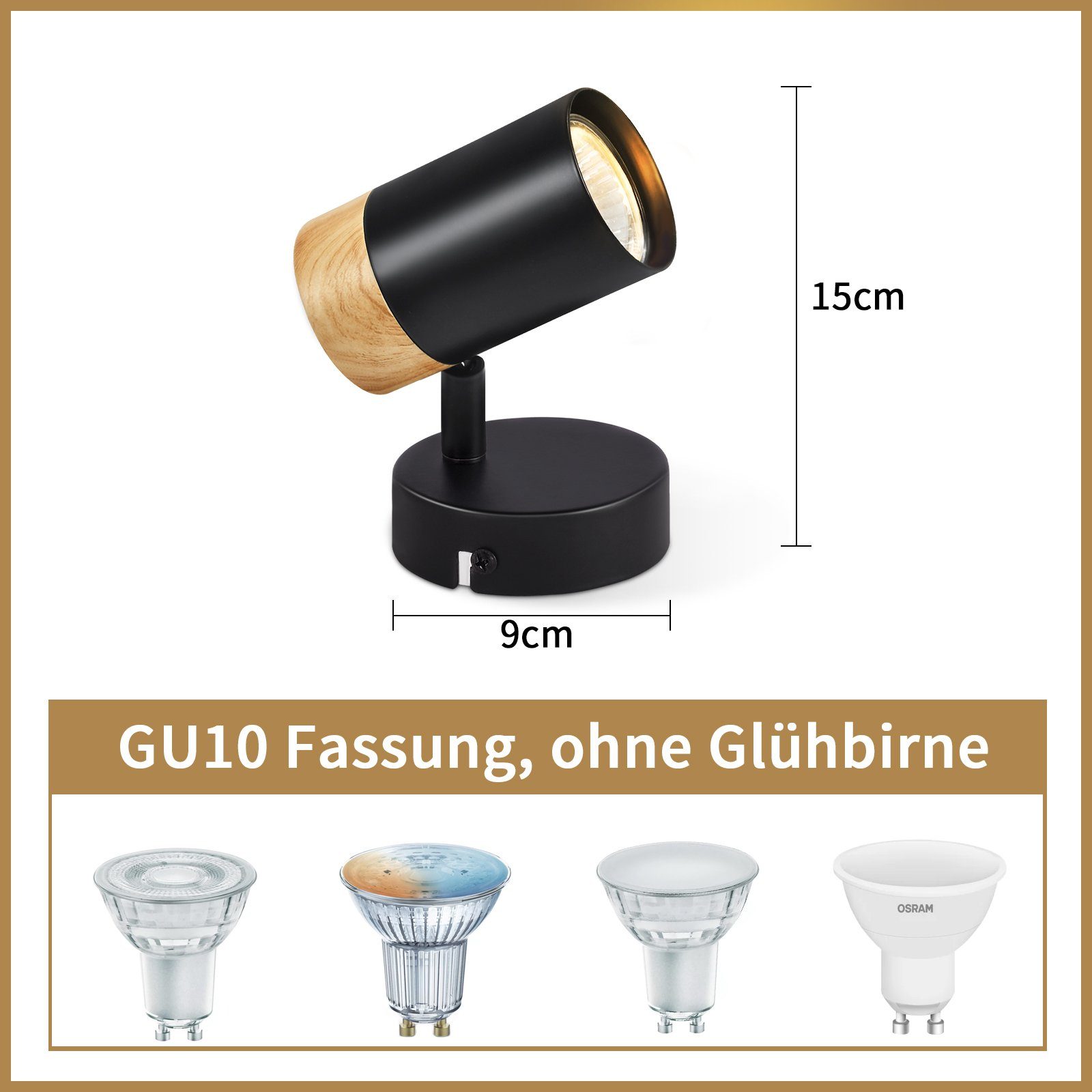 Nettlife Deckenstrahler 2/3/4 Flammig Holz GU10 Deckenlampe Schwarz, Schwen günstig online kaufen
