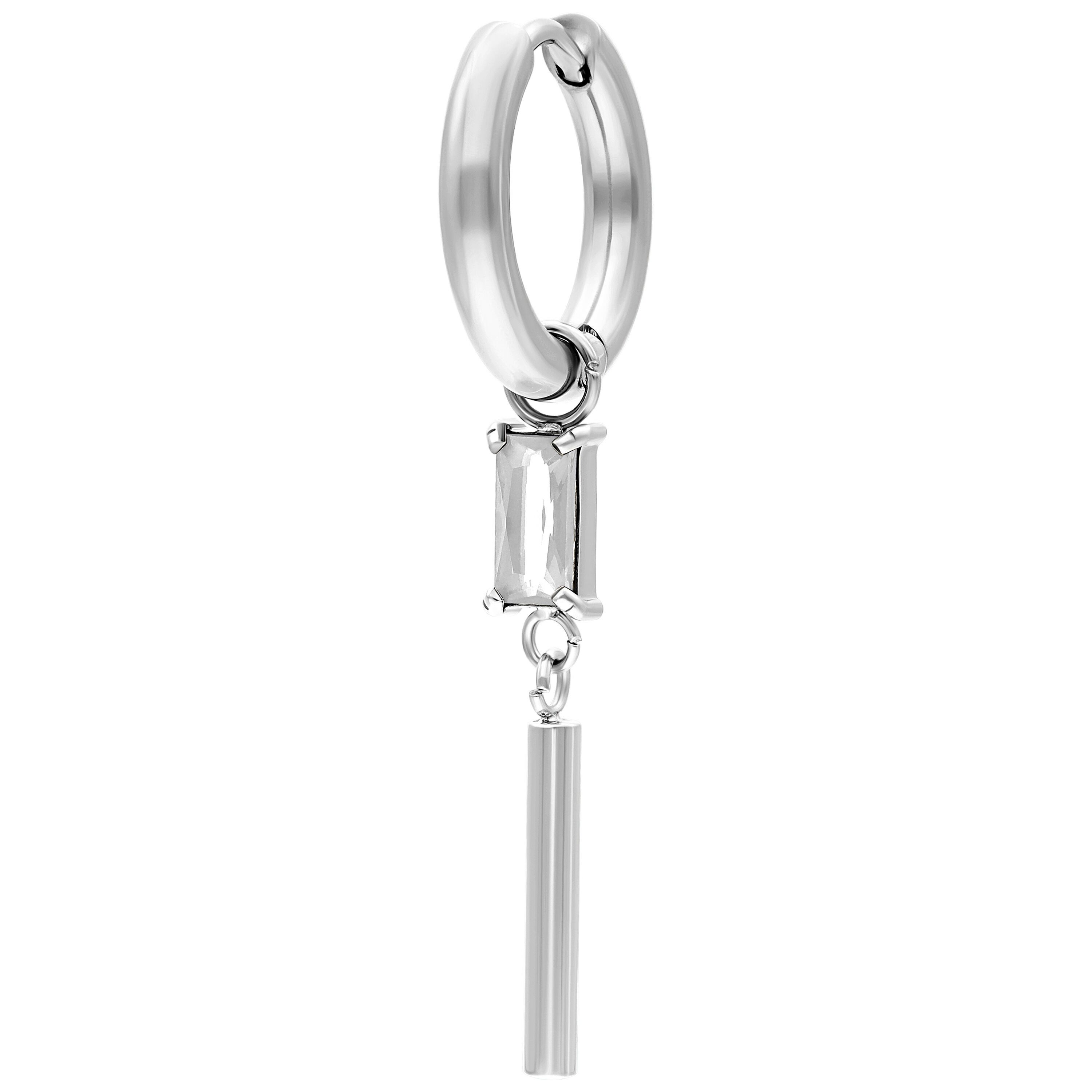 Wildcat Paar Ohrhänger Little Square Crystal Hoops - Silber, Bela, Chirurgenstahl 316L - wasserfest, langlebig, hautverträglich