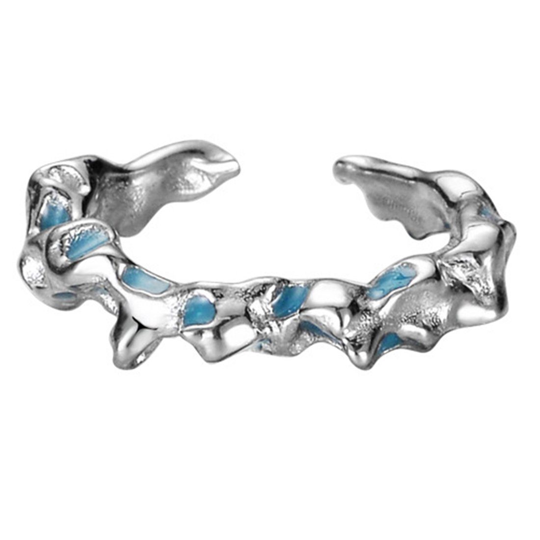 Haiaveng Fingerring S925 Sterling Silber Tiefsee Ringe,Koralle blau geformt Ringe, Heilungsring, Ringe mit einstellbarer Größe