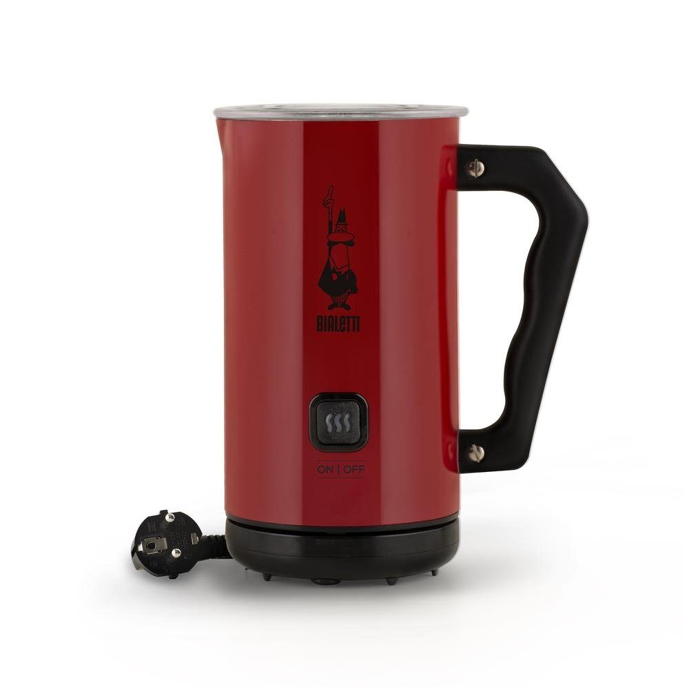 BIALETTI Milchaufschäumer Milk Frother MKF02 ROSSO, Elektrischer Milchaufschäumer für Cappuccino, Rot, Aluminium Kabellos