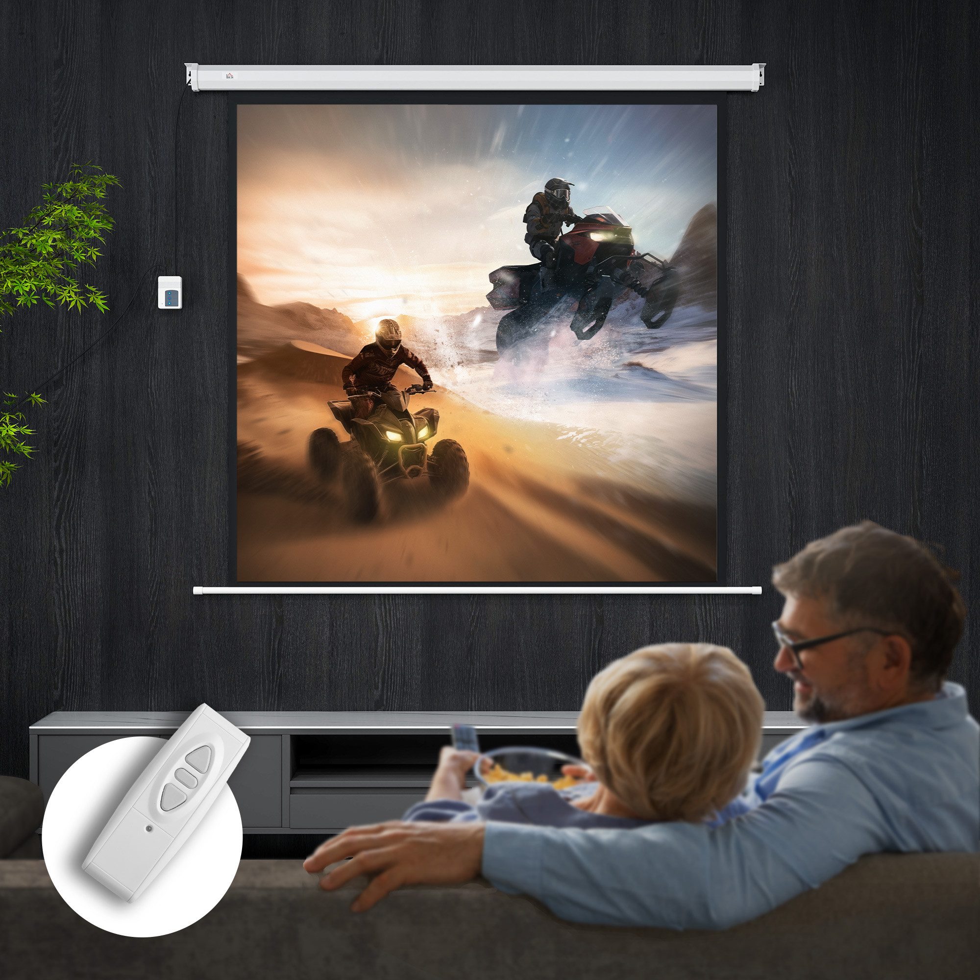 HOMCOM Leinwand 85 Zoll 4K Rollo-Leinwand Projektionsleinwand, für Heimkino Büro-Präsentationen