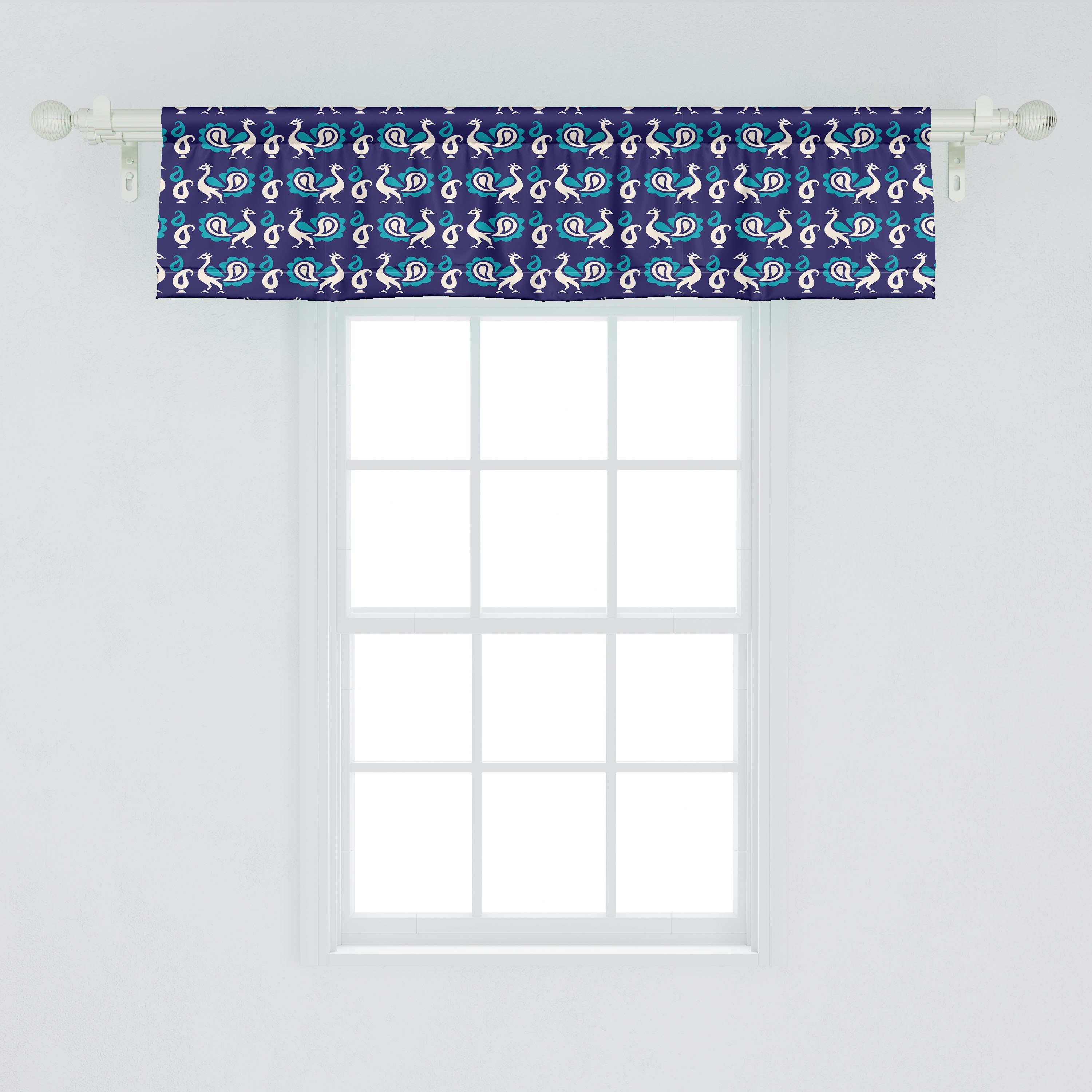 Abakuhaus, mit Dekor Verziert Vorhang Microfaser, Stangentasche, Volant Schlafzimmer Pfau Küche Scheibengardine für Vogel-Muster