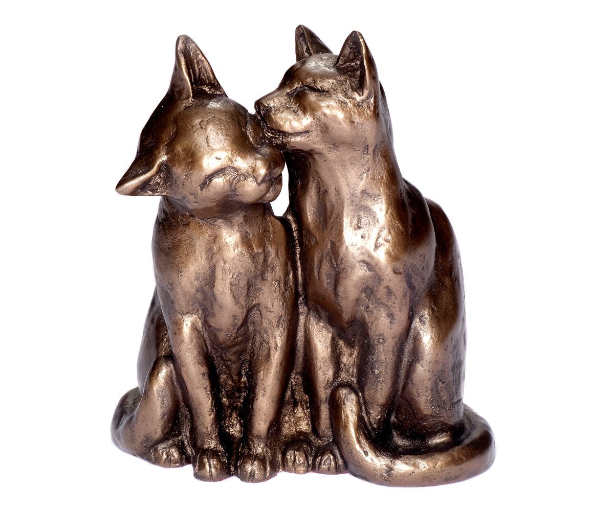 Brillibrum Dekofigur Design Resinfigur Katzen Kunstharz Bronzepulver Kätzchen Katzenpaar