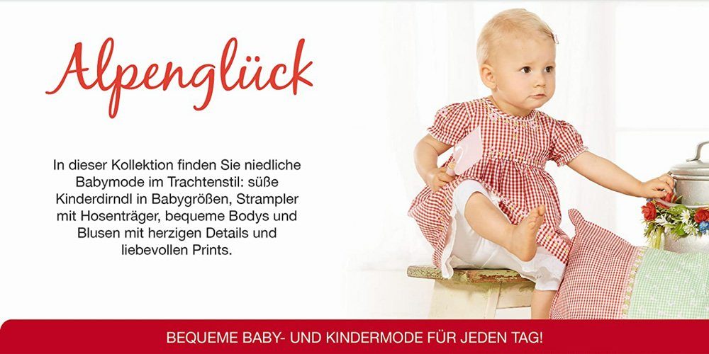 BONDI Body Trachten Kurzarm - Baby Rosa mit Weiß 86273 "Hirsch" Blümchendruck Body