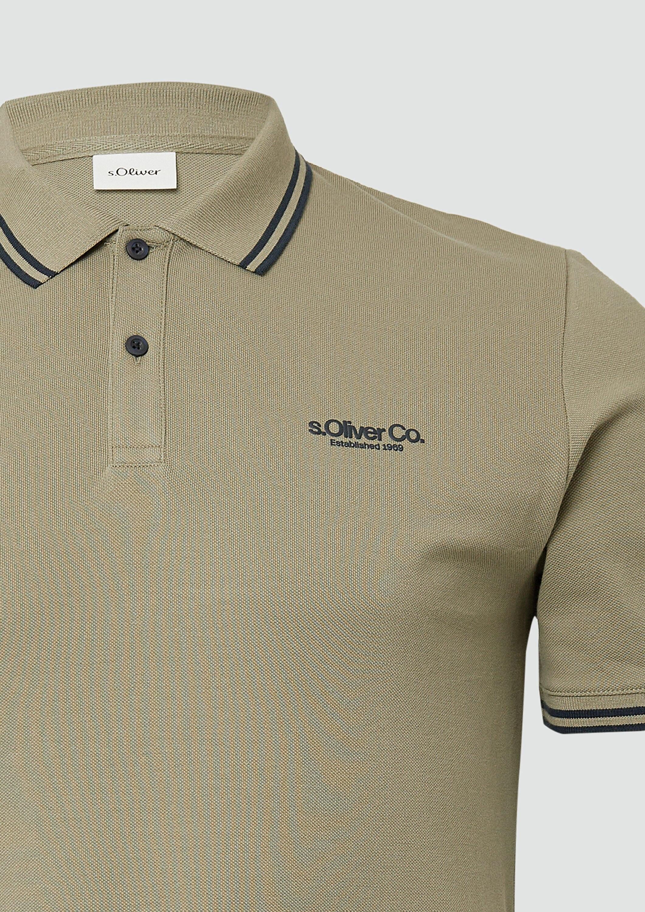 s.Oliver Kurzarmshirt Polo-Shirt Piqué-Poloshirt mit Kontrastdetails und Logo