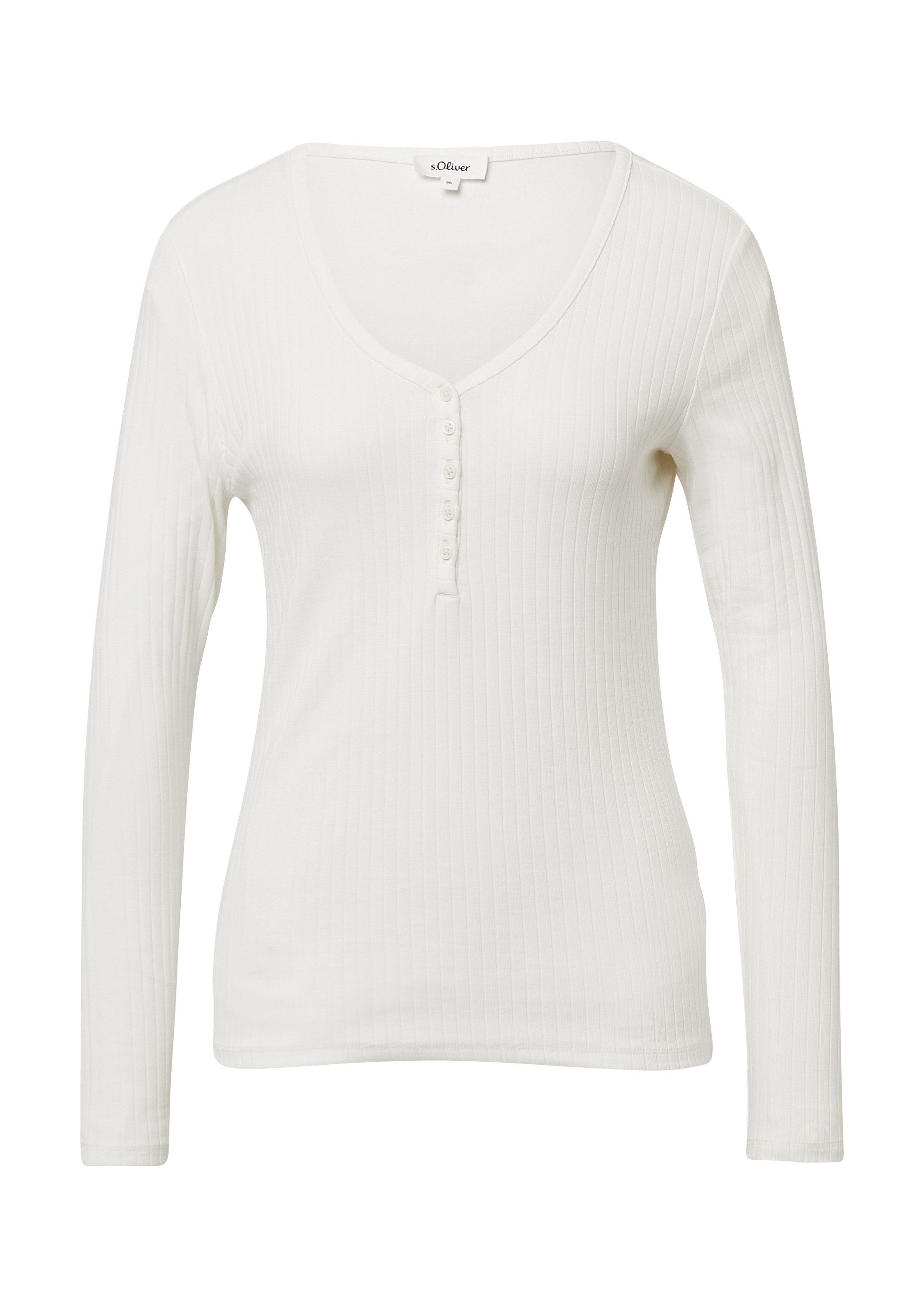 s.Oliver Langarmshirt T-Shirt Ripp-Langarmshirt mit Knopfleiste günstig online kaufen