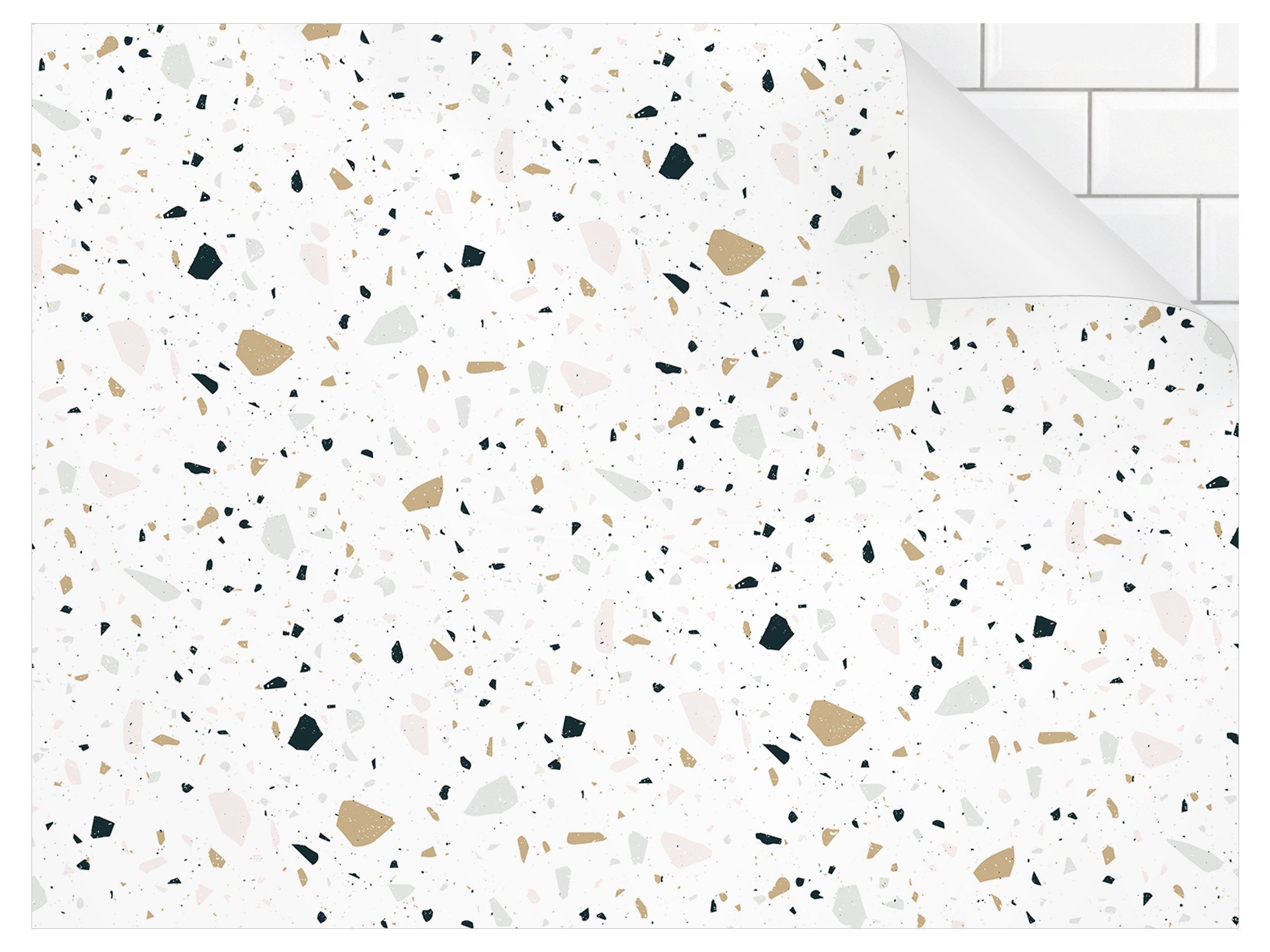 Bilderdepot24 Badrückwand pastell fugenlose Wandverkleidung Bad Vintage, (Hartfolie matt » Selbstklebend SMART 0,35 mm), wasserfestes Wandpaneel Detailliertes Terrazzo Muster San Remo