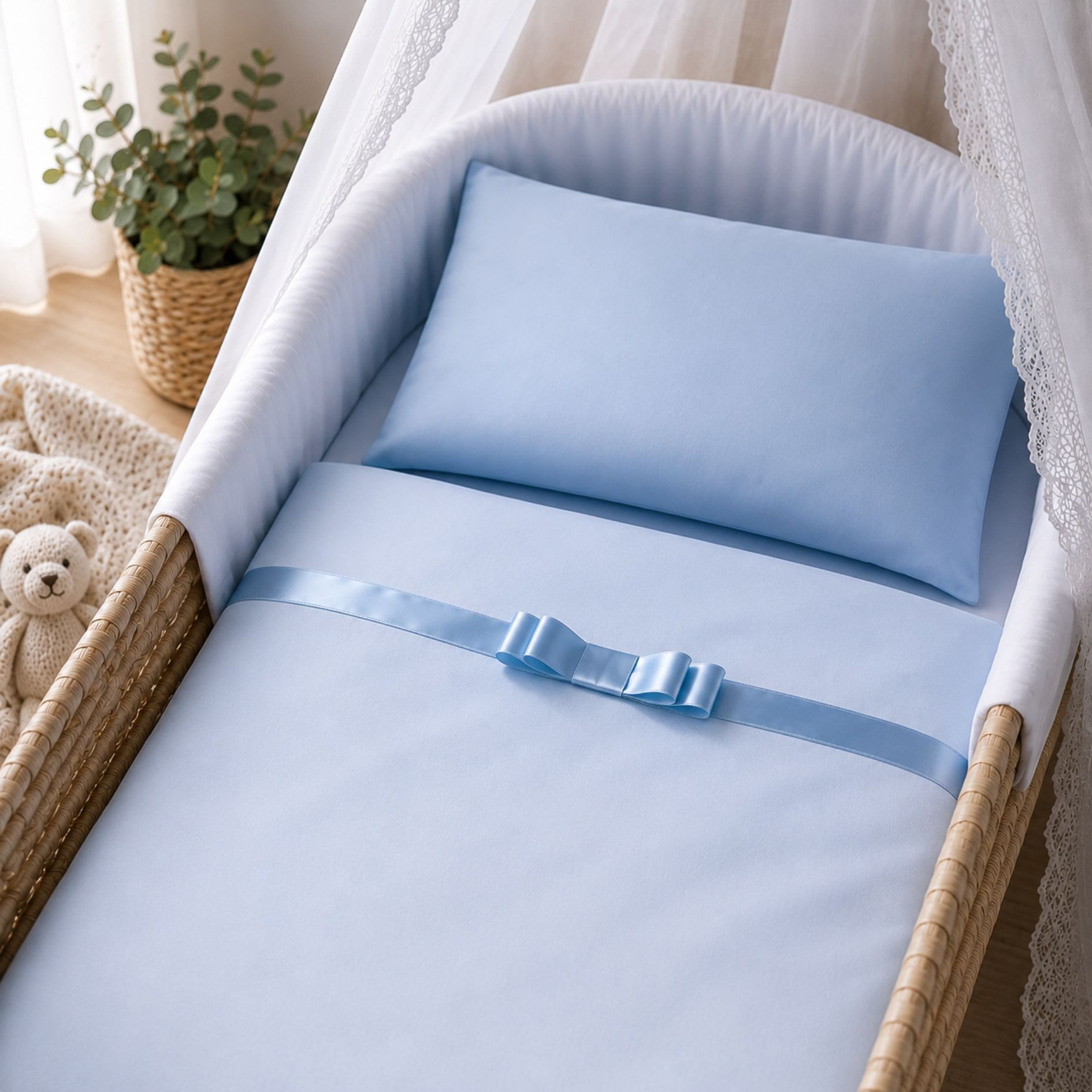 Babymajawelt Babybettwäsche Bettwäsche Set für Wiege Stubenwagen Beistellbett 70x80cm 35x40 cm, Baumwolle, 2 teilig, Edel, Klassisch, Weiche Baumwolle, Made in EU