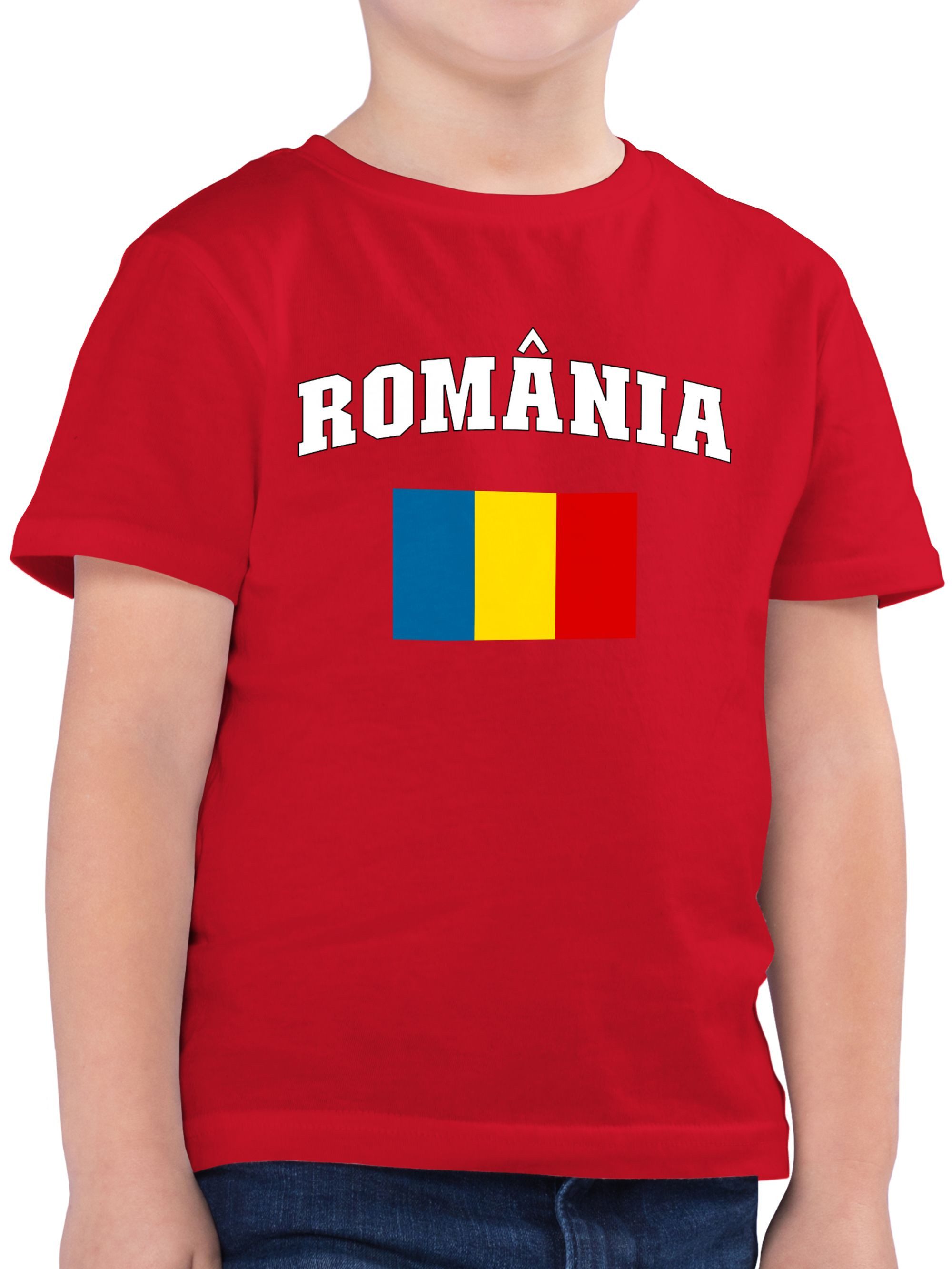 Shirtracer T-Shirt România Schriftzug mit Flagge, Rumänisch, Romania, Rumänien (1-tlg) 2026 Fussball WM Fanartikel