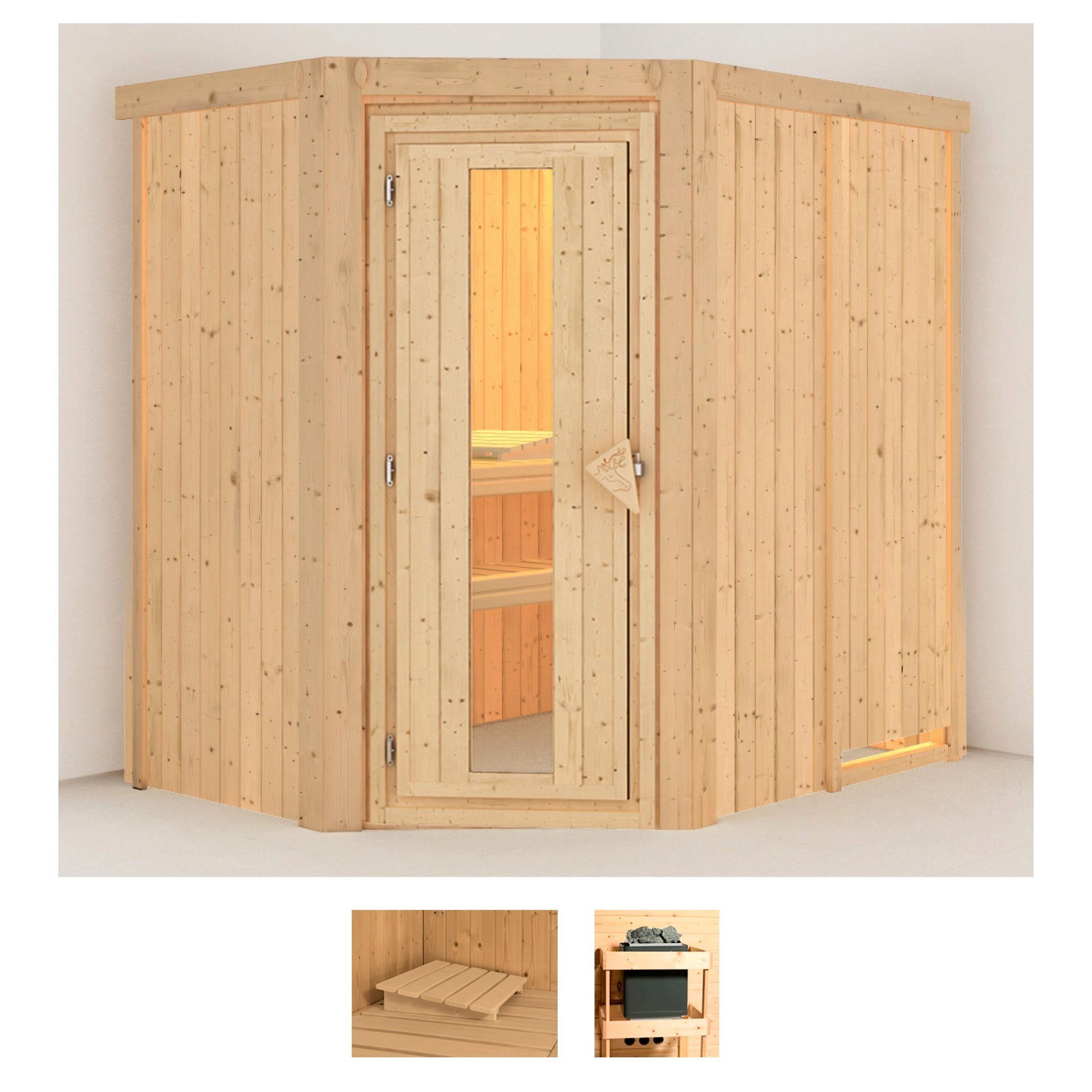 Karibu Sauna Swantje, BxTxH: 151 x 196 x 198 cm, 68 mm, (Set) ohne Ofen
