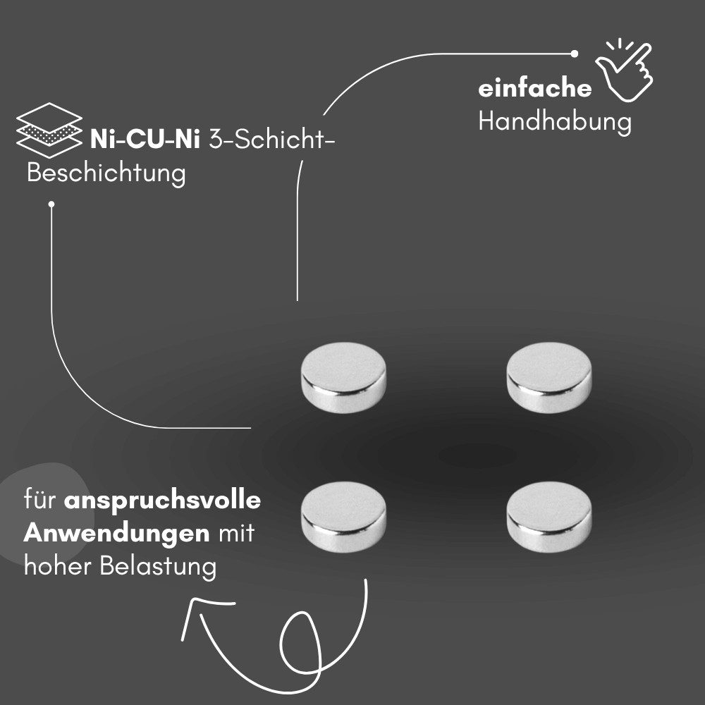 MaajeeKuto Magnet Neodym Magnet Ø3x1 mm N42 – Scheibenmagnet 109 g Haftkraft (10-St) – Bild 4 von 5