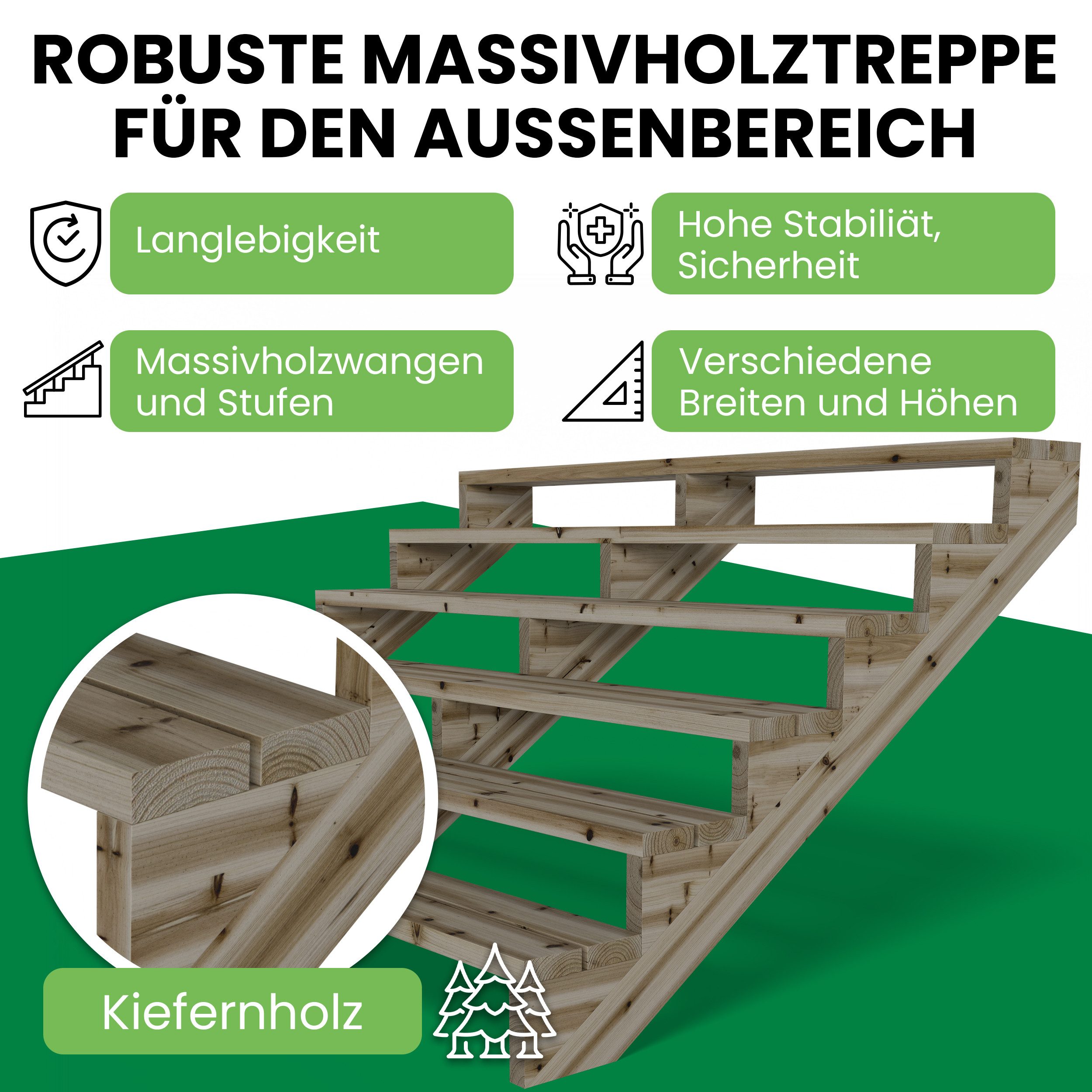 Gartenwelt Riegelsberger Außentreppe Terrassentreppe Kiefer kesseldruckimpr günstig online kaufen