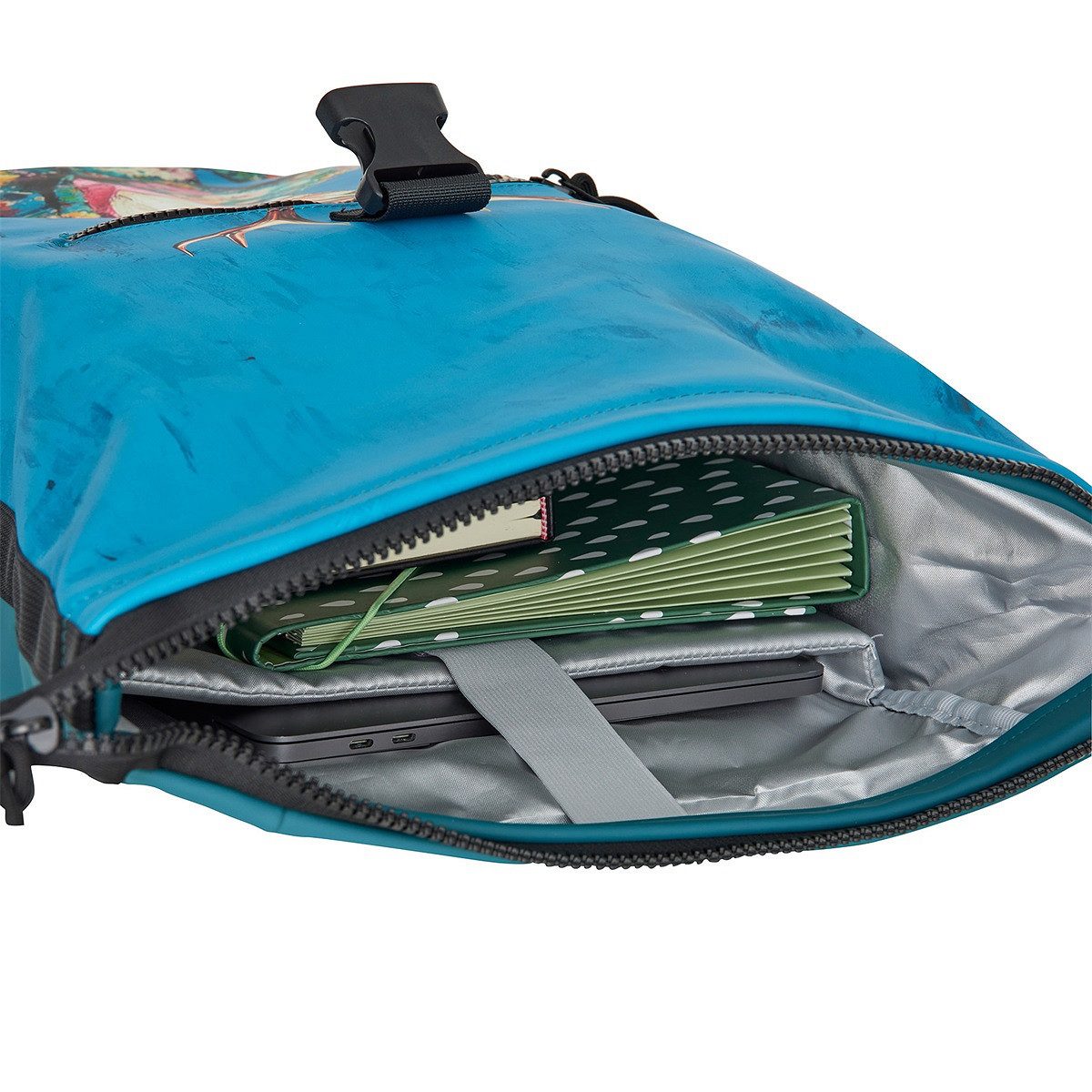 NEW REBELS Laptoprucksack Roll Up RollTop Kurier Rucksack Freizeitrucksack Mart Art New York, wasserabweisend, Laptopfach, Kunstmotiv Hirsch