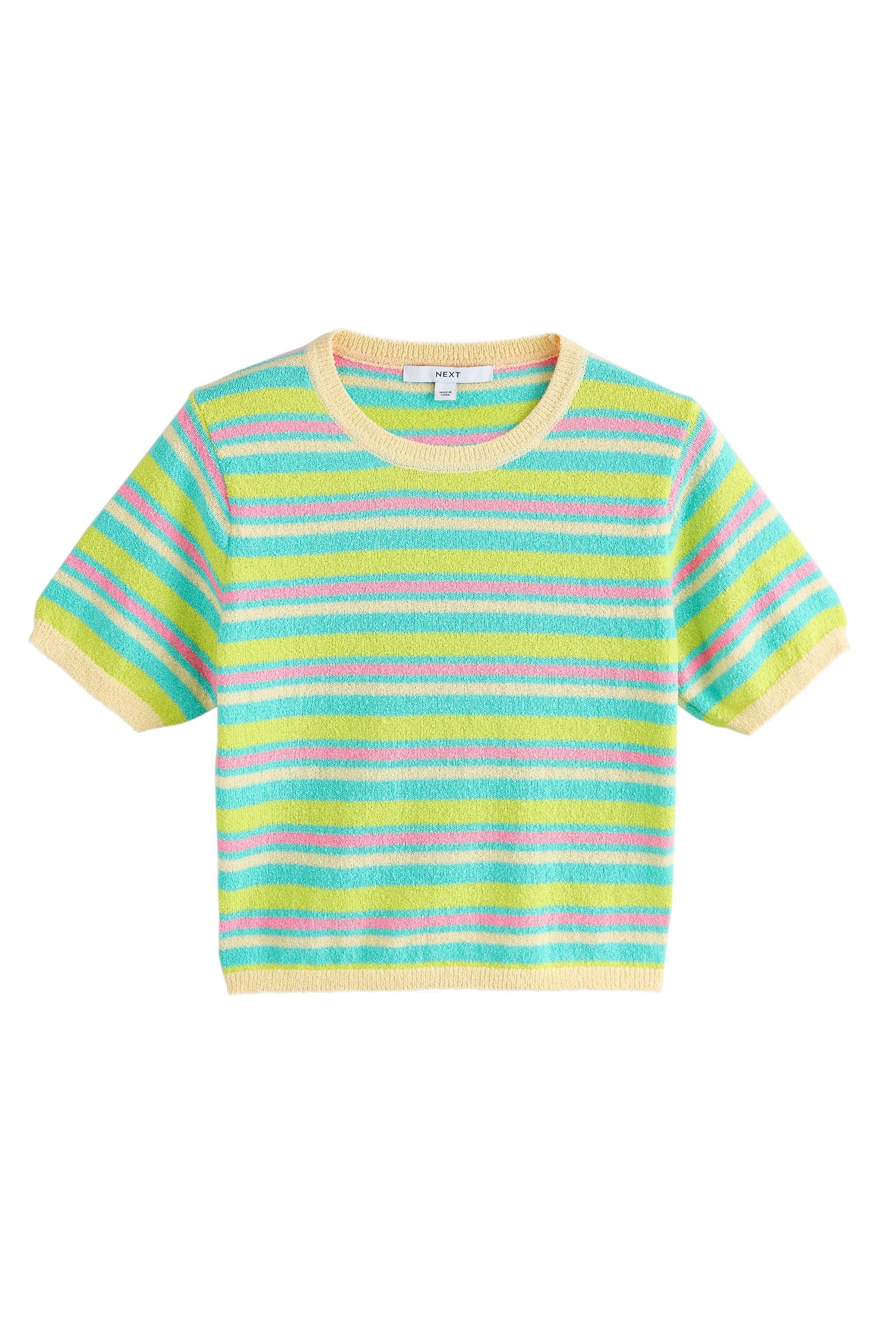 T-Shirt Kurzärmeliges, gestricktes Frottee-T-Shirt