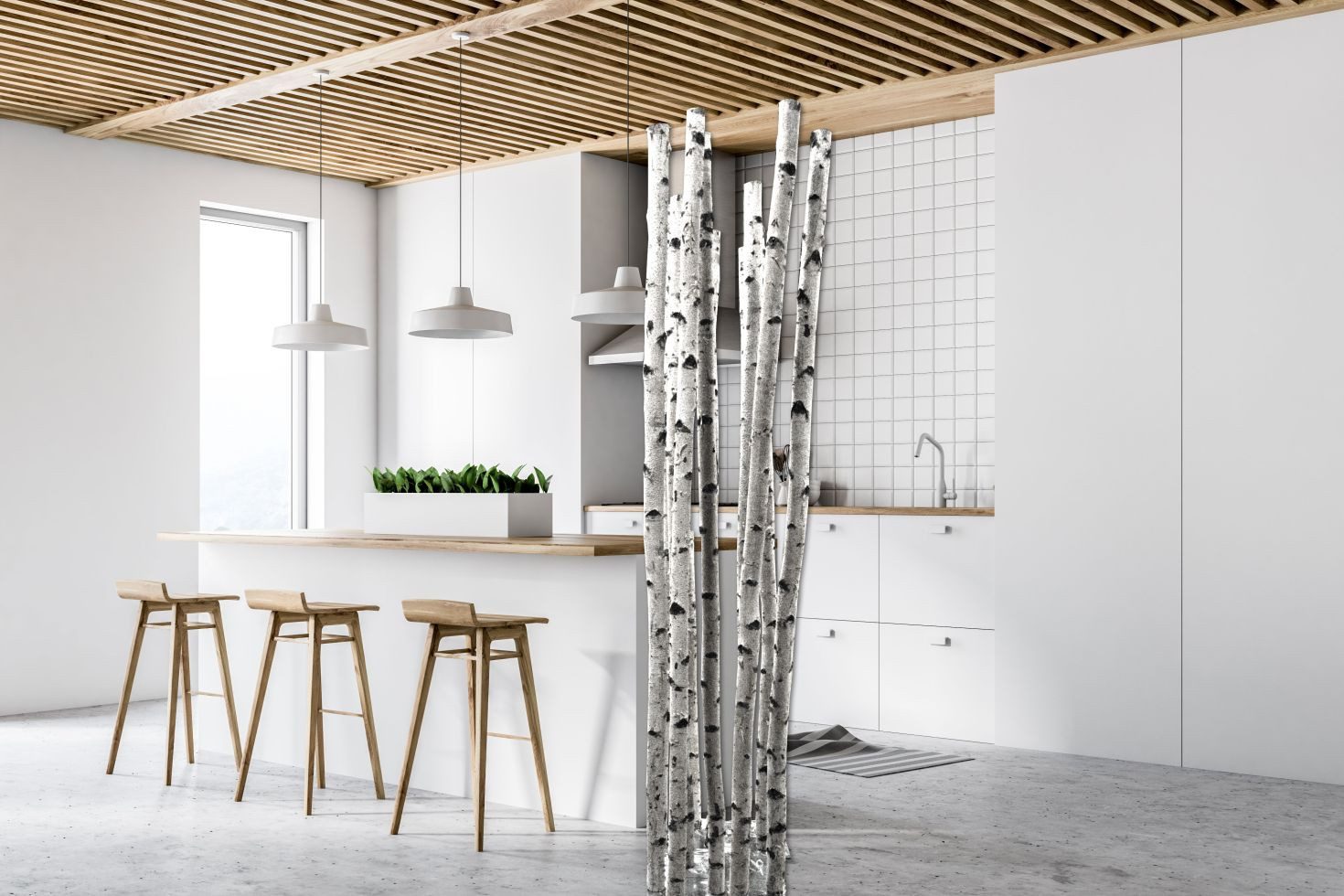 iWerk Dekofigur Birkenstamm 180 cm ø 4-6 cm günstig online kaufen