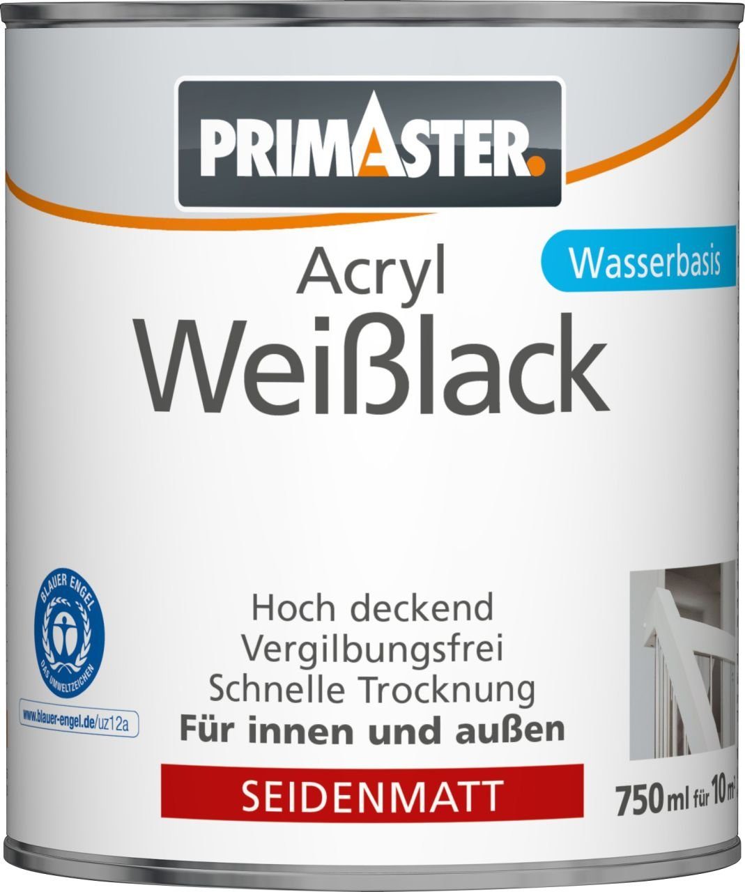 Primaster Weißlack Primaster Acryl Weißlack 750 ml seidenmatt