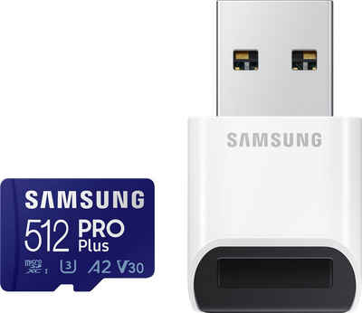 Samsung »PRO Plus 512GB microSDXC Full HD & 4K UHD inkl. USB-Kartenleser« Speicherkarte (512 GB, UHS Class 10, 160 MB/s Lesegeschwindigkeit)