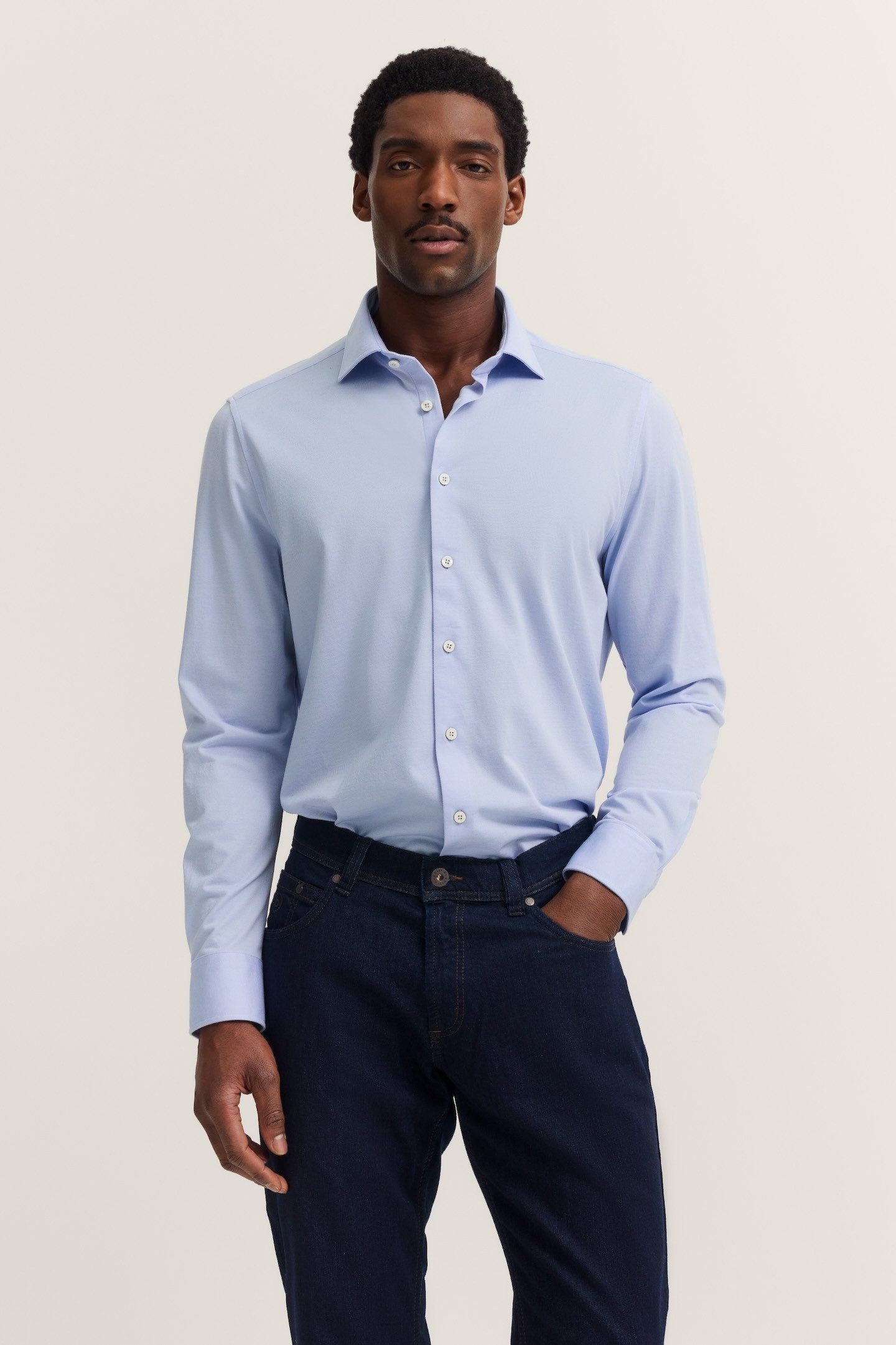 bugatti Langarmhemd Modern Fit mit Kent-Kragen günstig online kaufen
