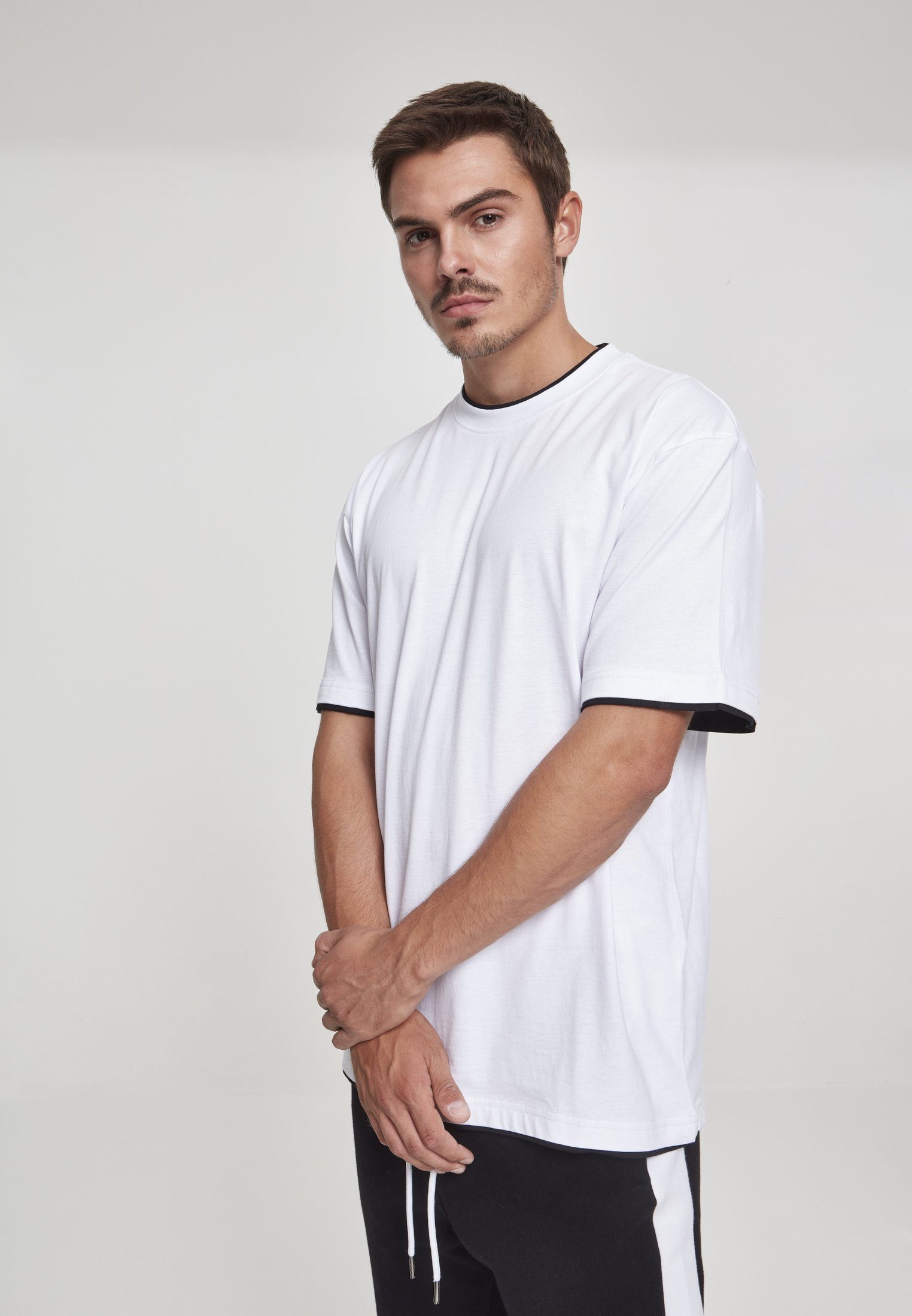 URBAN CLASSICS T-Shirt Herren Contrast (1-tlg) Tee Tall white/black