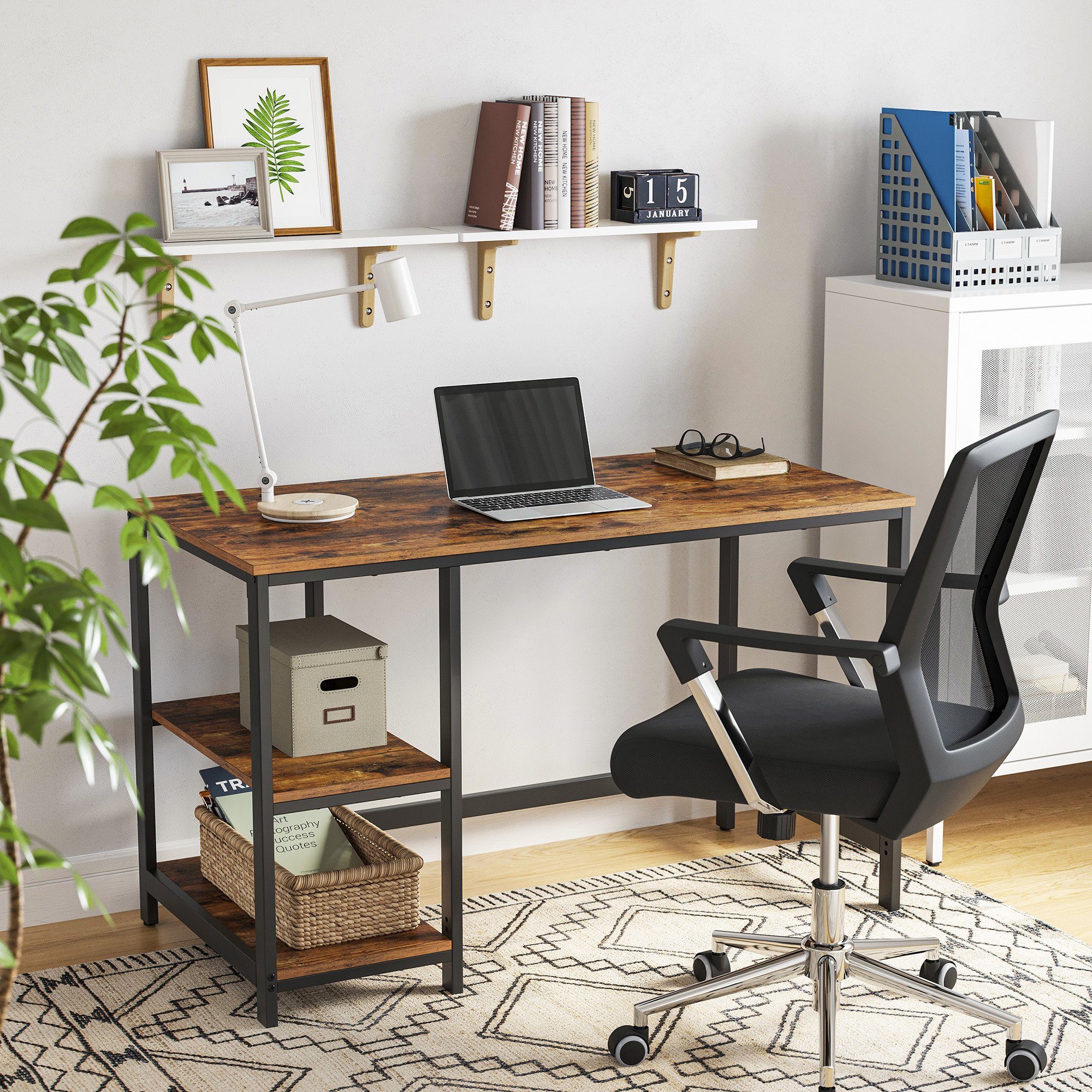VASAGLE Schreibtisch »LWD47X/MB/B16«, Computertisch, 120 x 60 x 75 cm,  Bürotisch, mit 2 Ablagen, fürs Büro, Wohnzimmer, Stahlgestell online kaufen  | OTTO