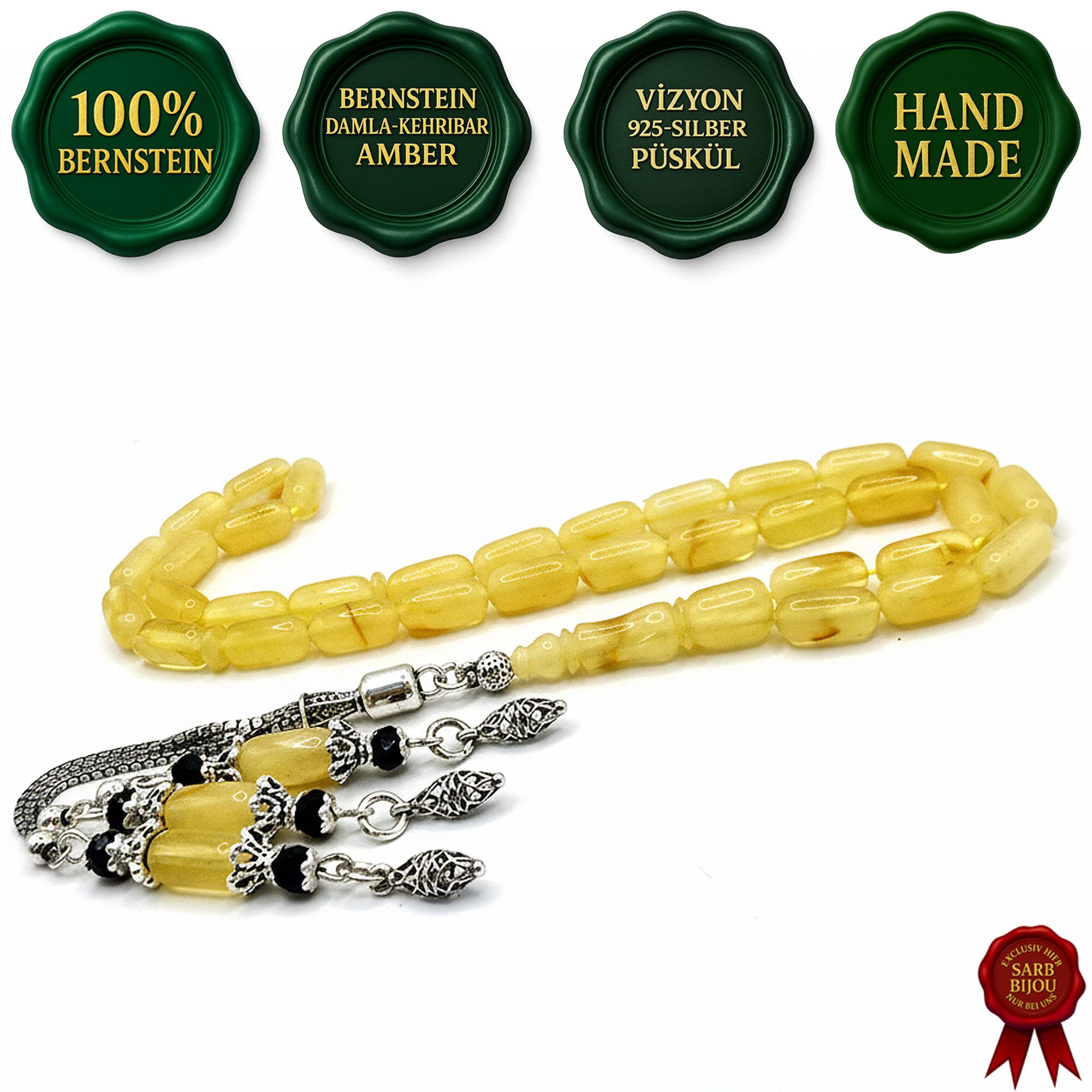 M-Punkt24 Kettenanhänger Tesbih Tespih Damla Kehribar Amber Bernstein (TOP günstig online kaufen